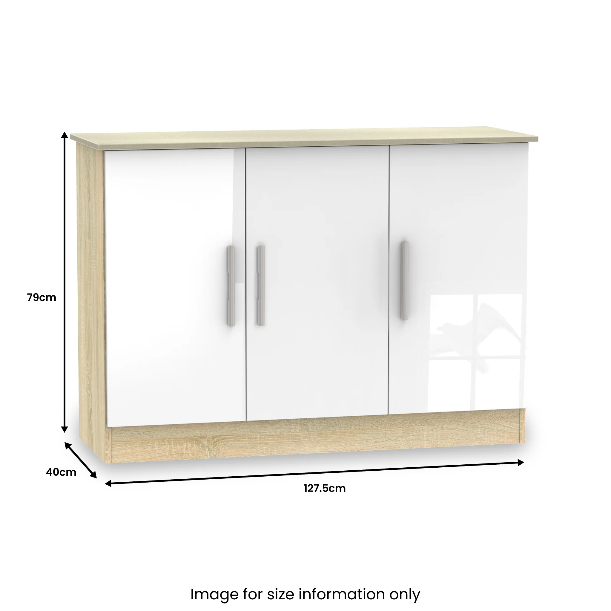 Blakely White & Light Oak 3 Door Sideboard - Image 3