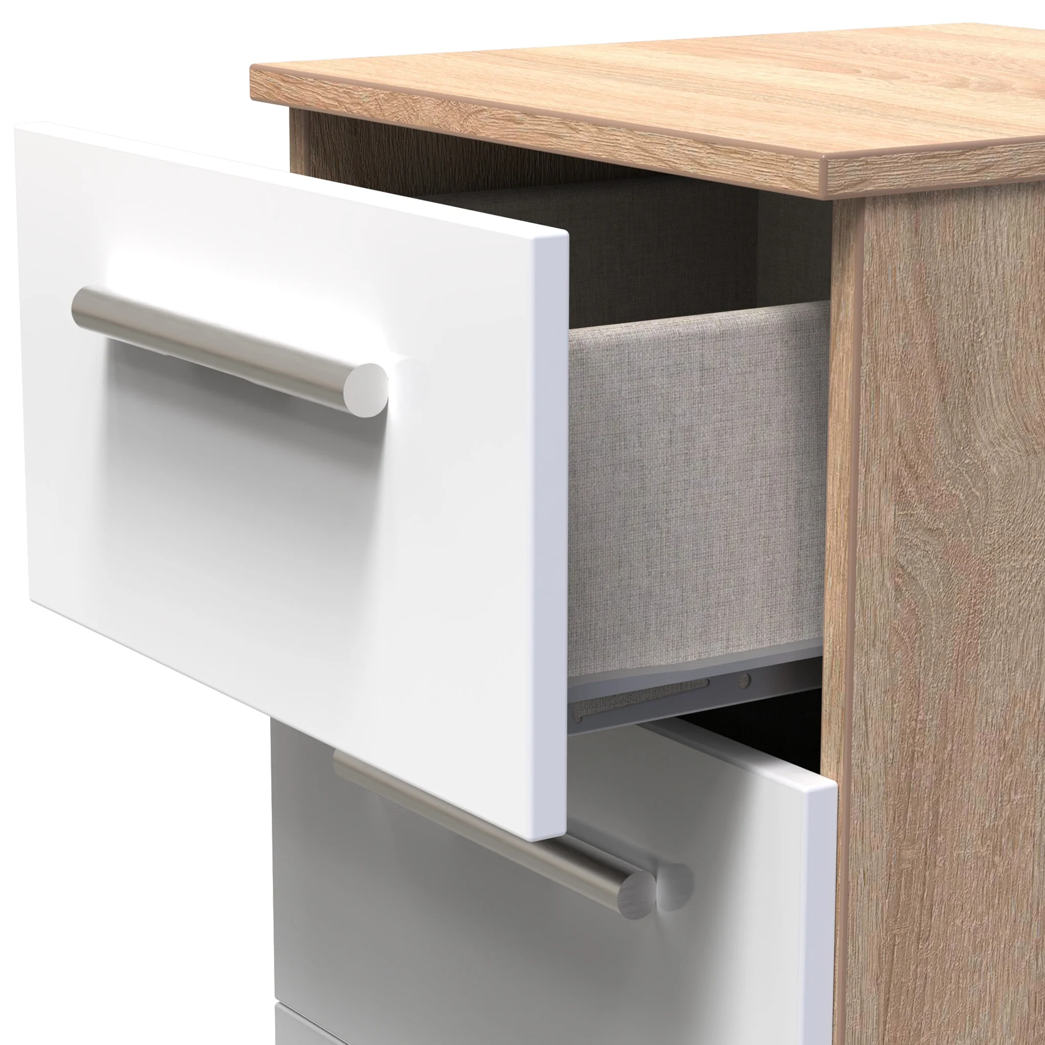 Blakely White & Light Oak 3 Drawer Bedside Cabinet - Image 4