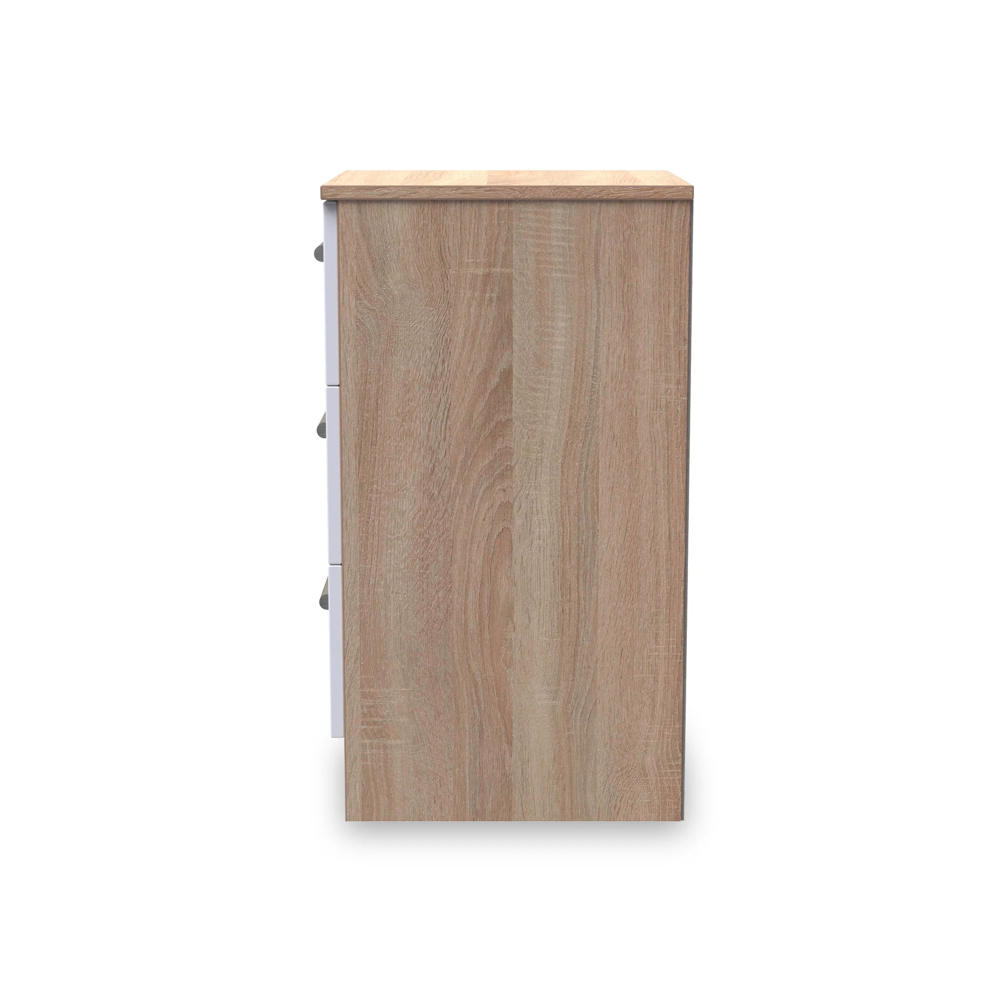 Blakely White & Light Oak 3 Drawer Bedside Cabinet - Image 5