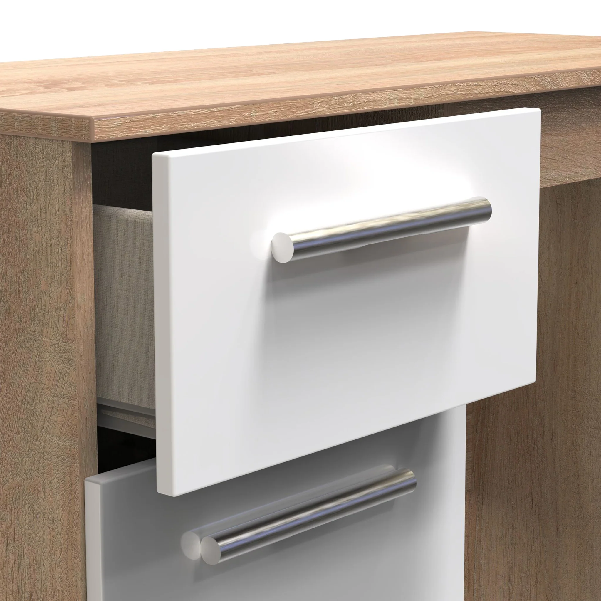 Blakely White & Light Oak 3 Drawer Dressing Table - Image 6