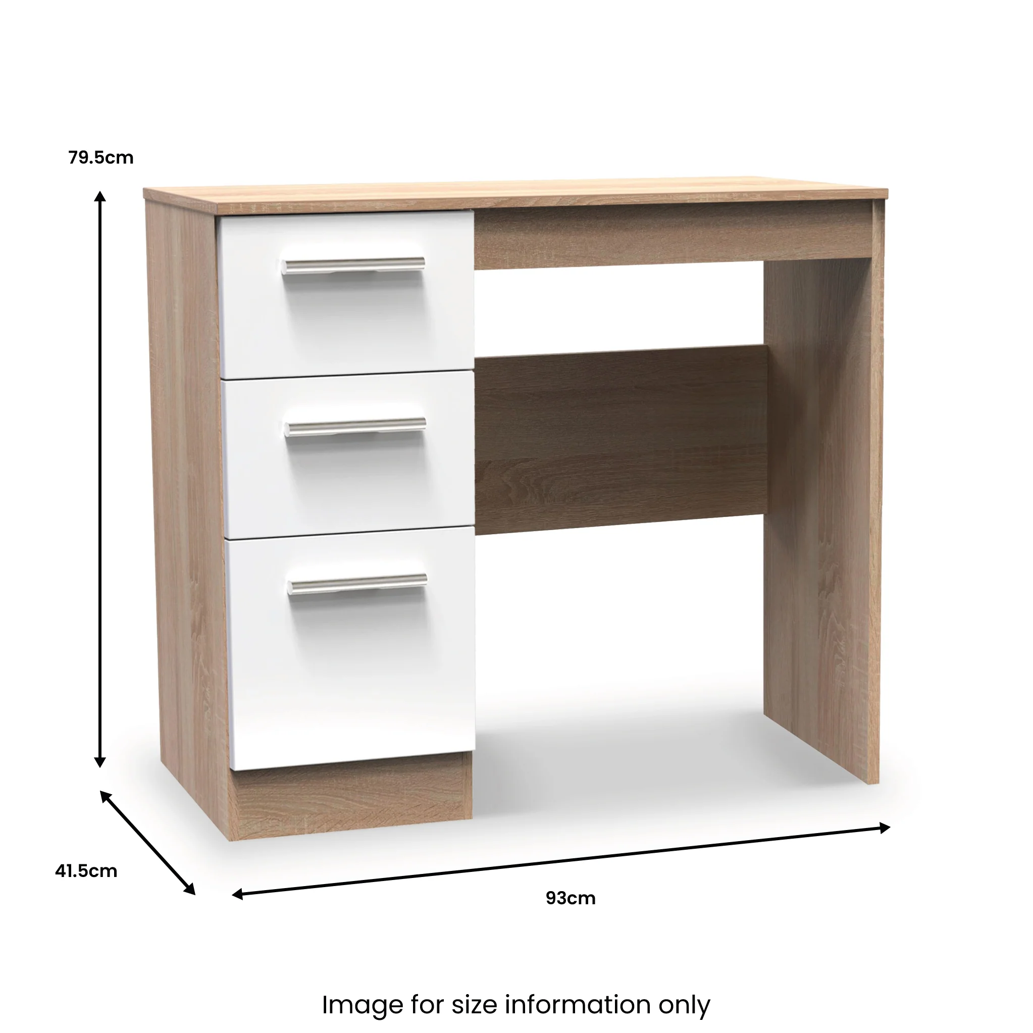 Blakely White & Light Oak 3 Drawer Dressing Table - Image 7