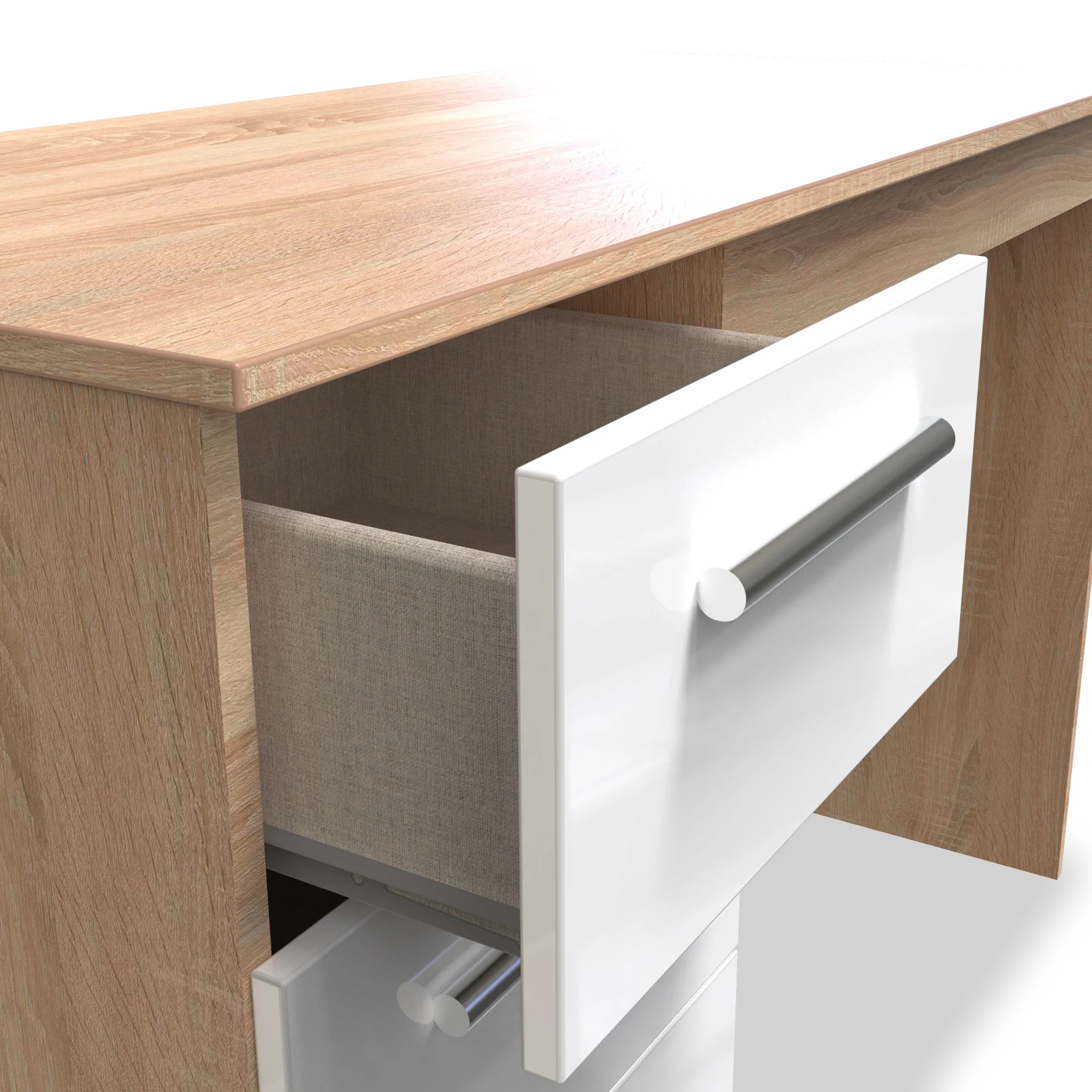 Blakely White & Light Oak 3 Drawer Storage Desk - Image 3