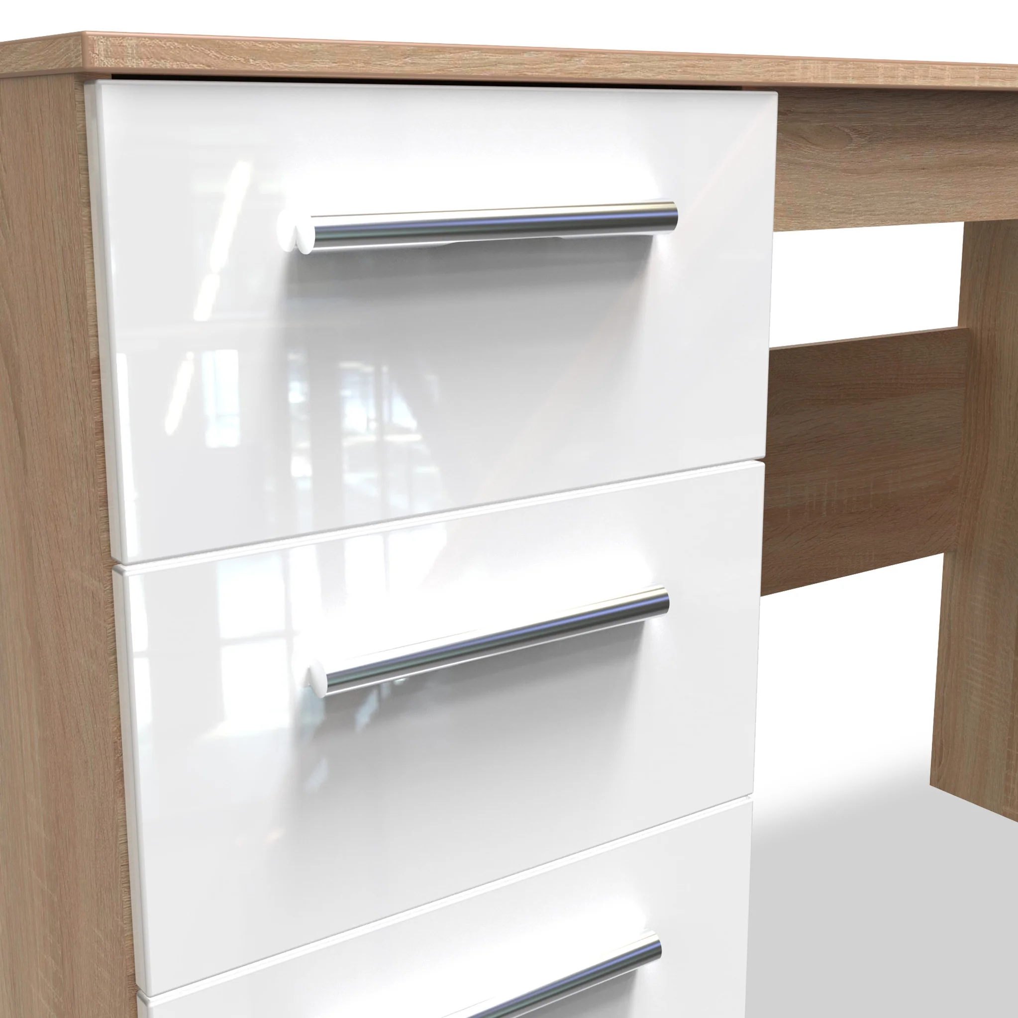 Blakely White & Light Oak 3 Drawer Storage Desk - Image 4