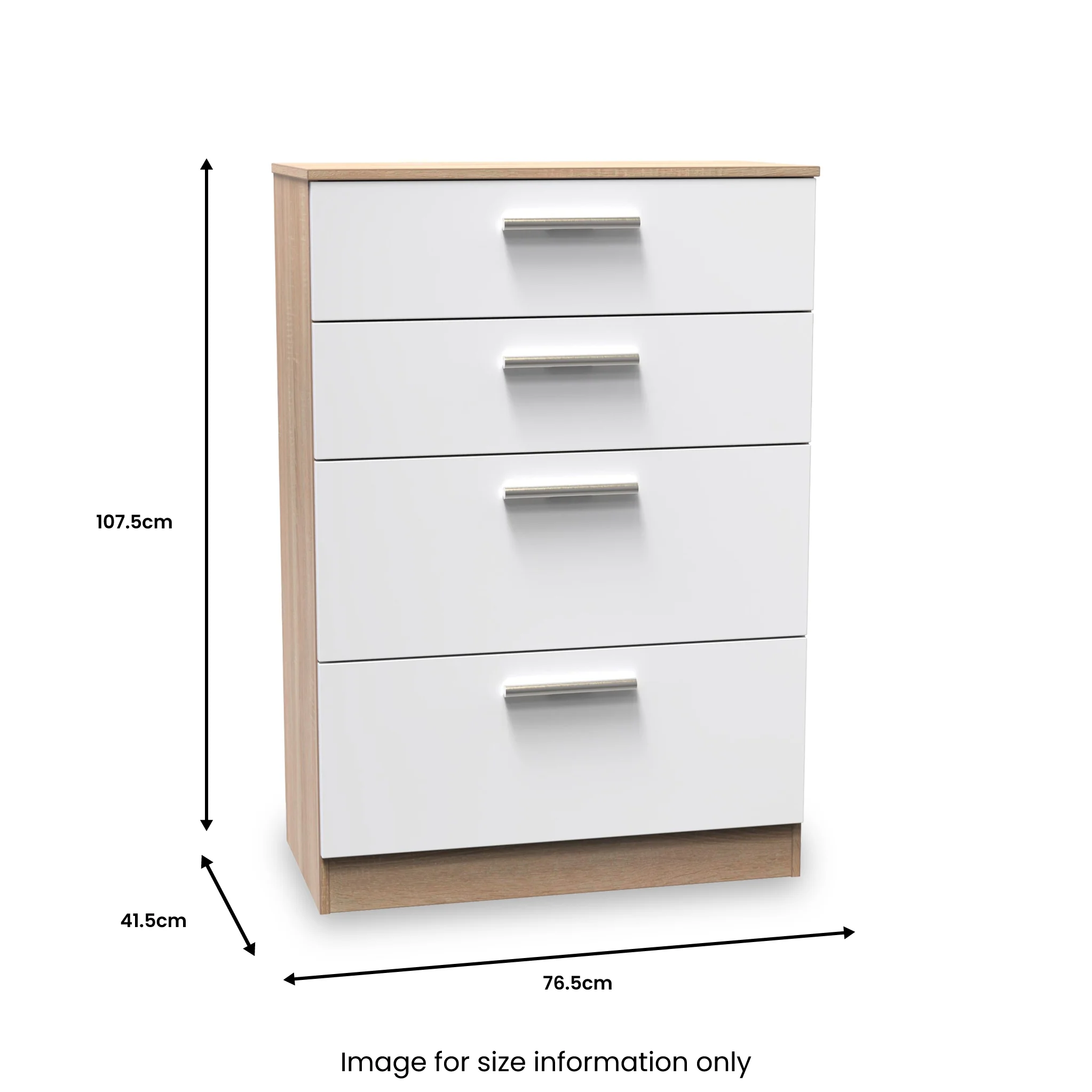 Blakely White & Light Oak 4 Drawer Deep Chest - Image 7