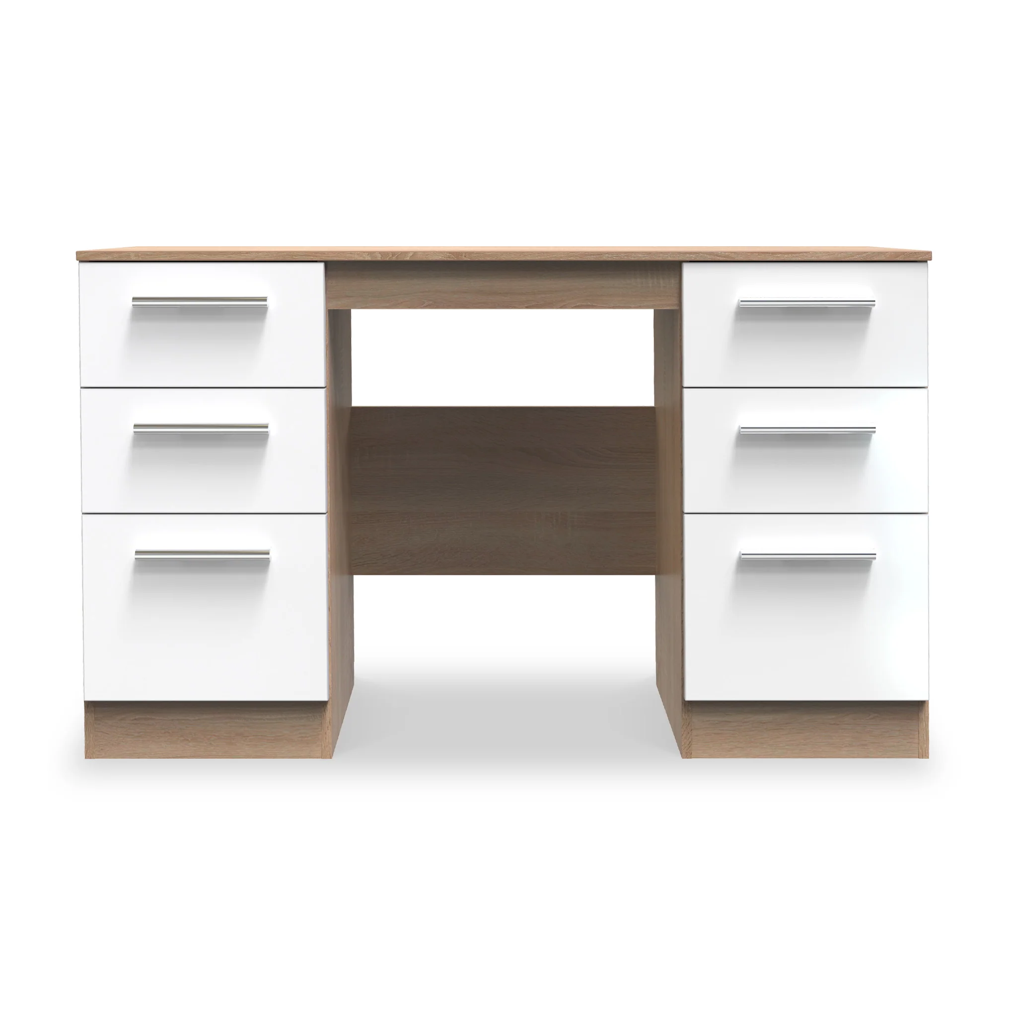 Blakely White & Light Oak 6 Drawer Storage Desk - Image 2