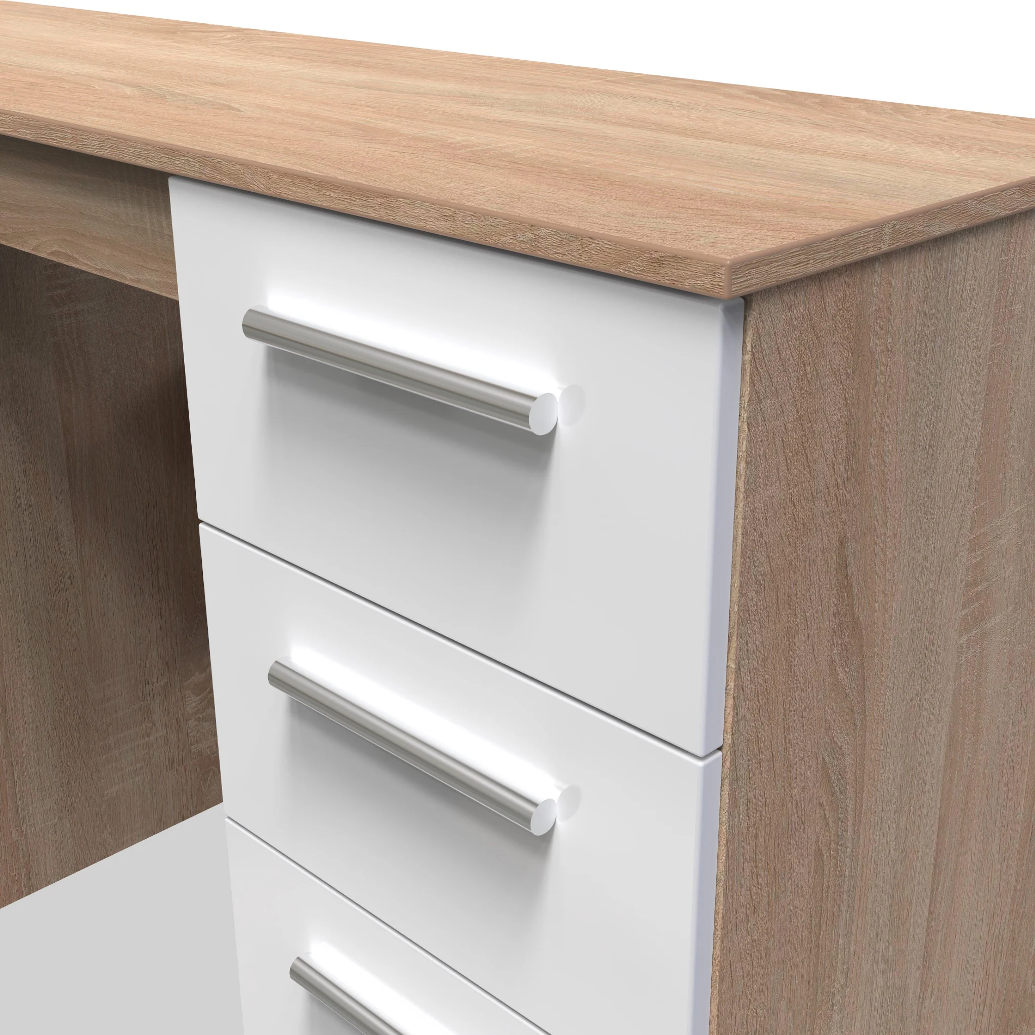 Blakely White & Light Oak 6 Drawer Storage Desk - Image 4