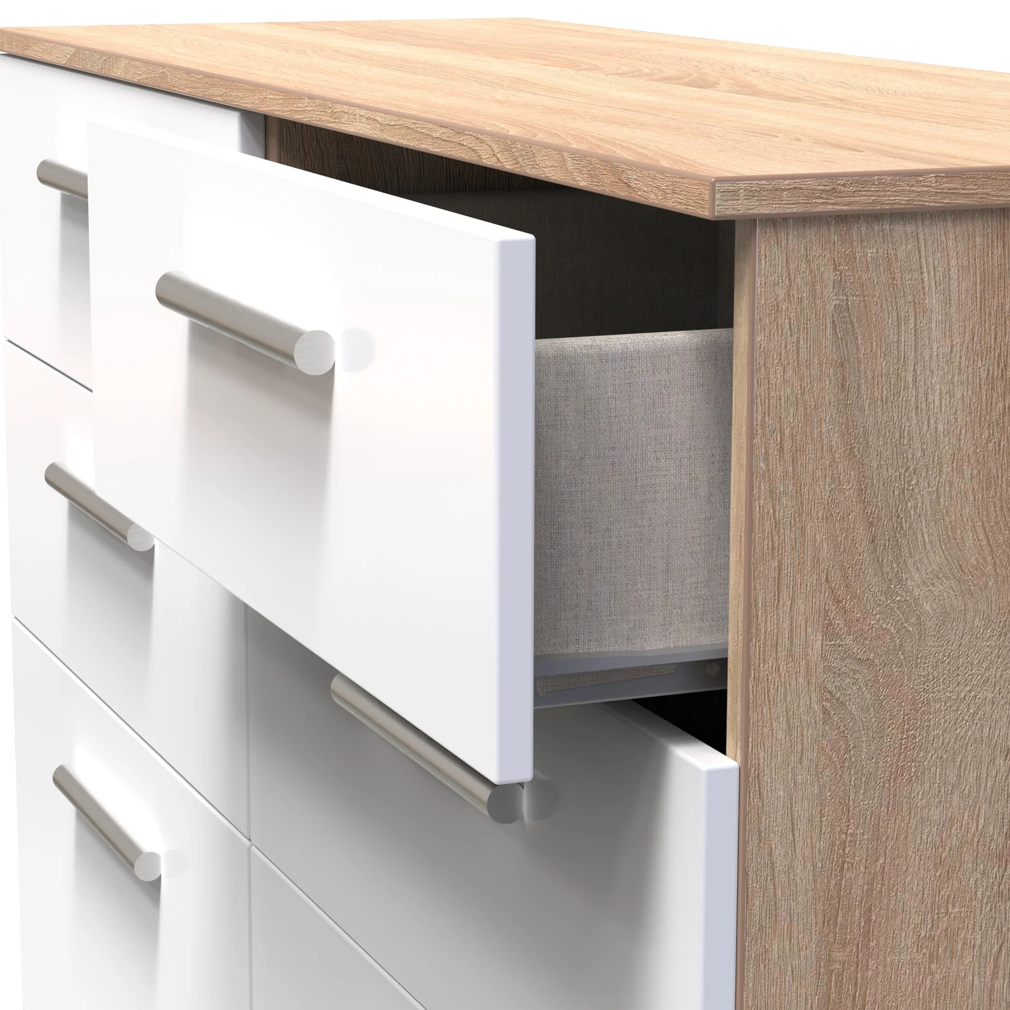 Blakely White & Light Oak 6 Drawer Wide Chest - Image 3