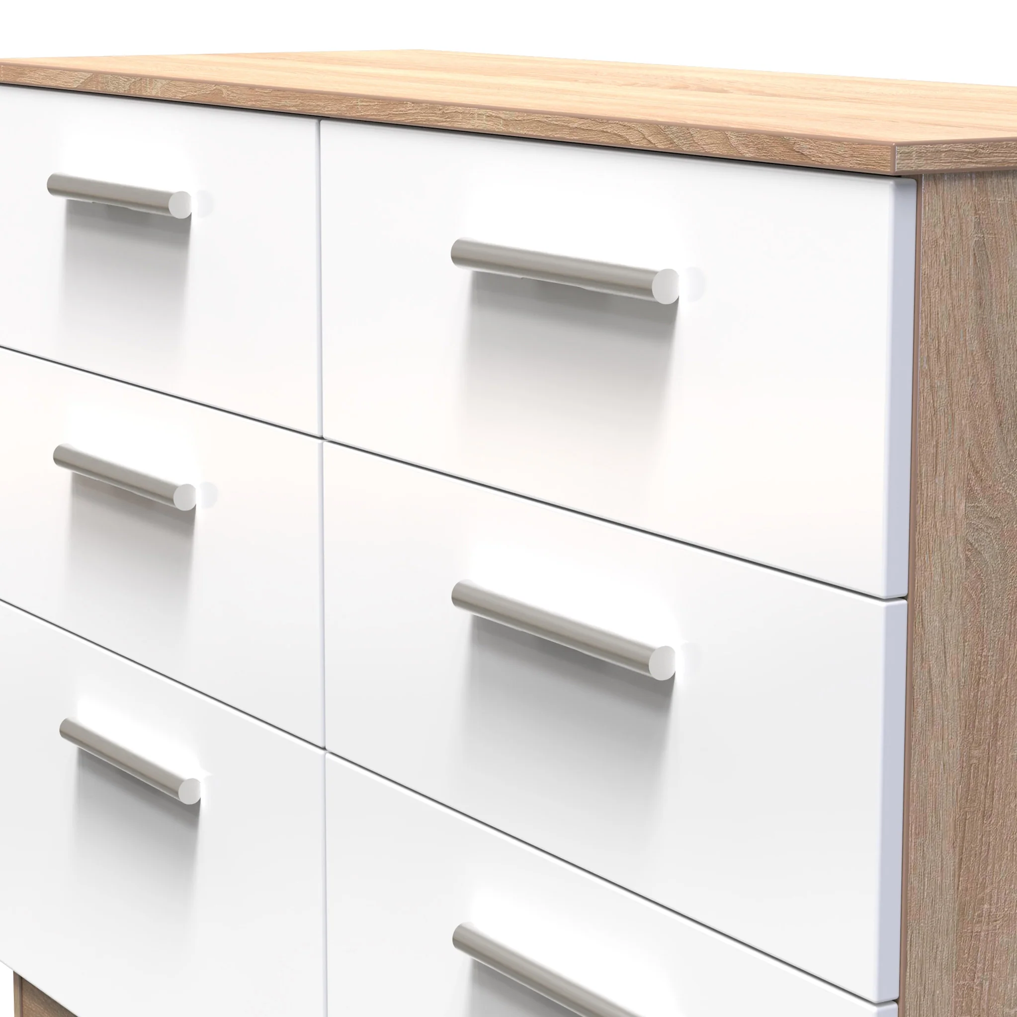 Blakely White & Light Oak 6 Drawer Wide Chest - Image 4