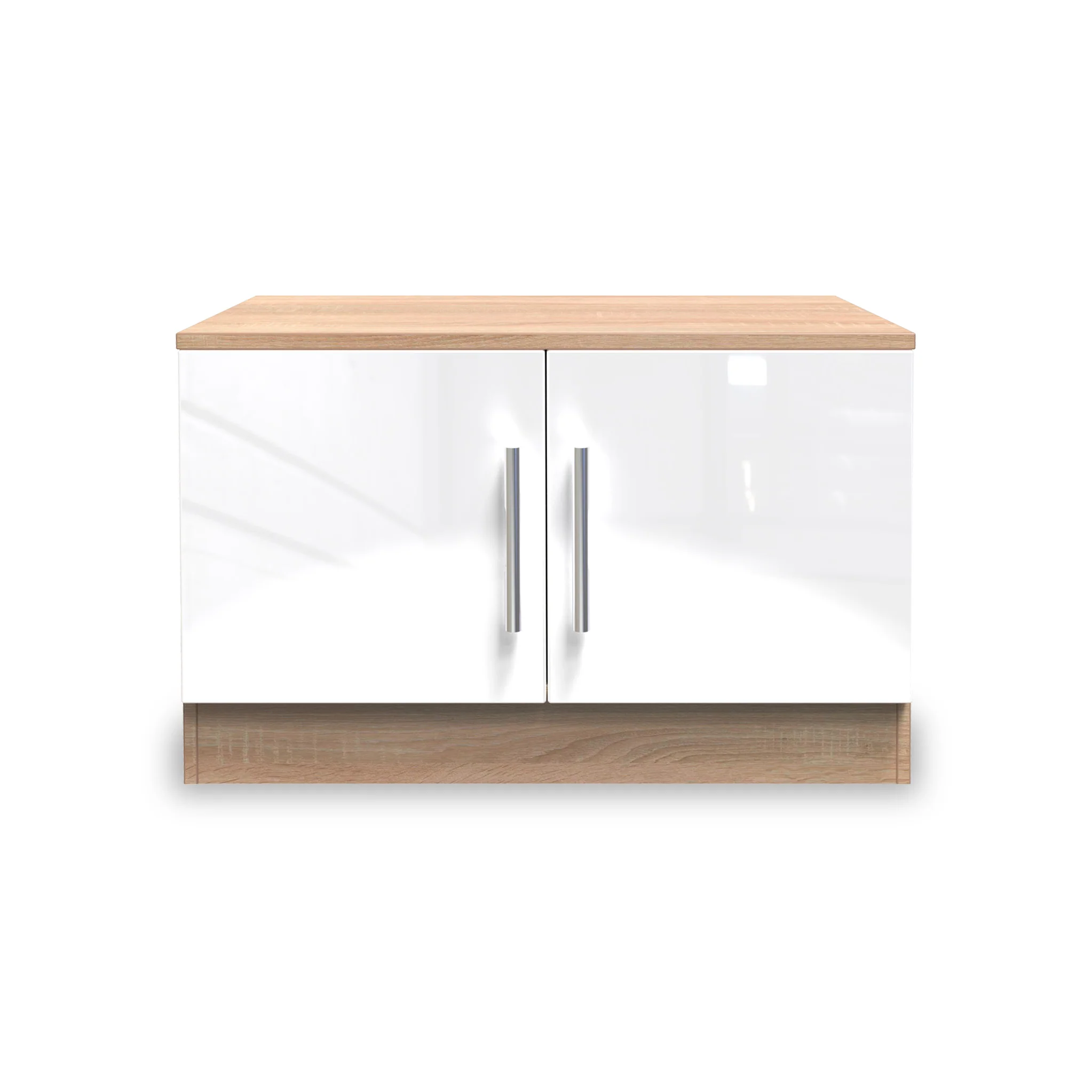 Blakely White & Light Oak Compact 2 Door TV Unit - Image 2