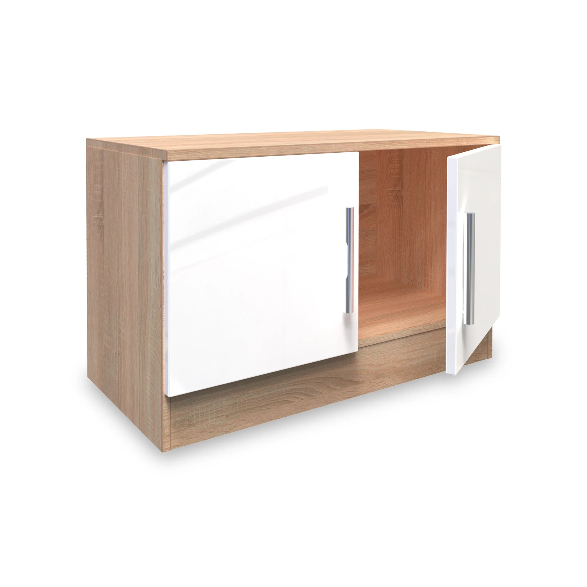 Blakely White & Light Oak Compact 2 Door TV Unit - Image 3