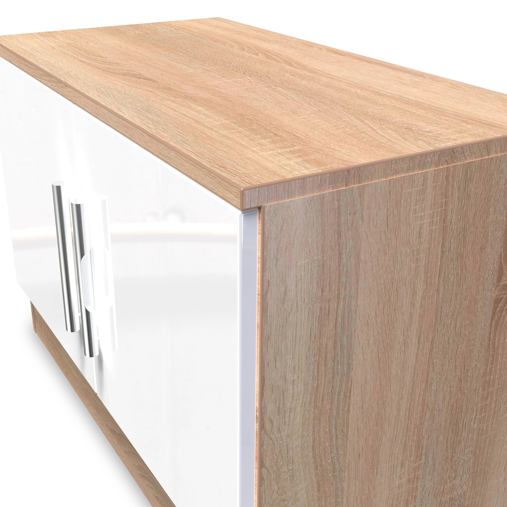 Blakely White & Light Oak Compact 2 Door TV Unit - Image 4