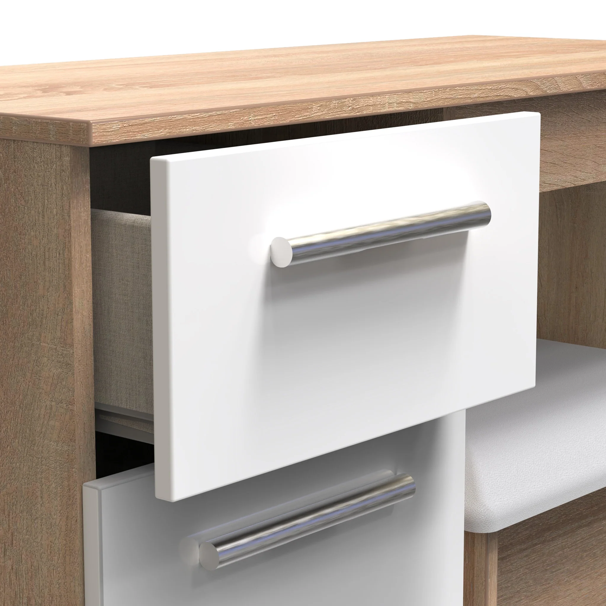 Blakely White & Light Oak Dressing Table Set - Image 3