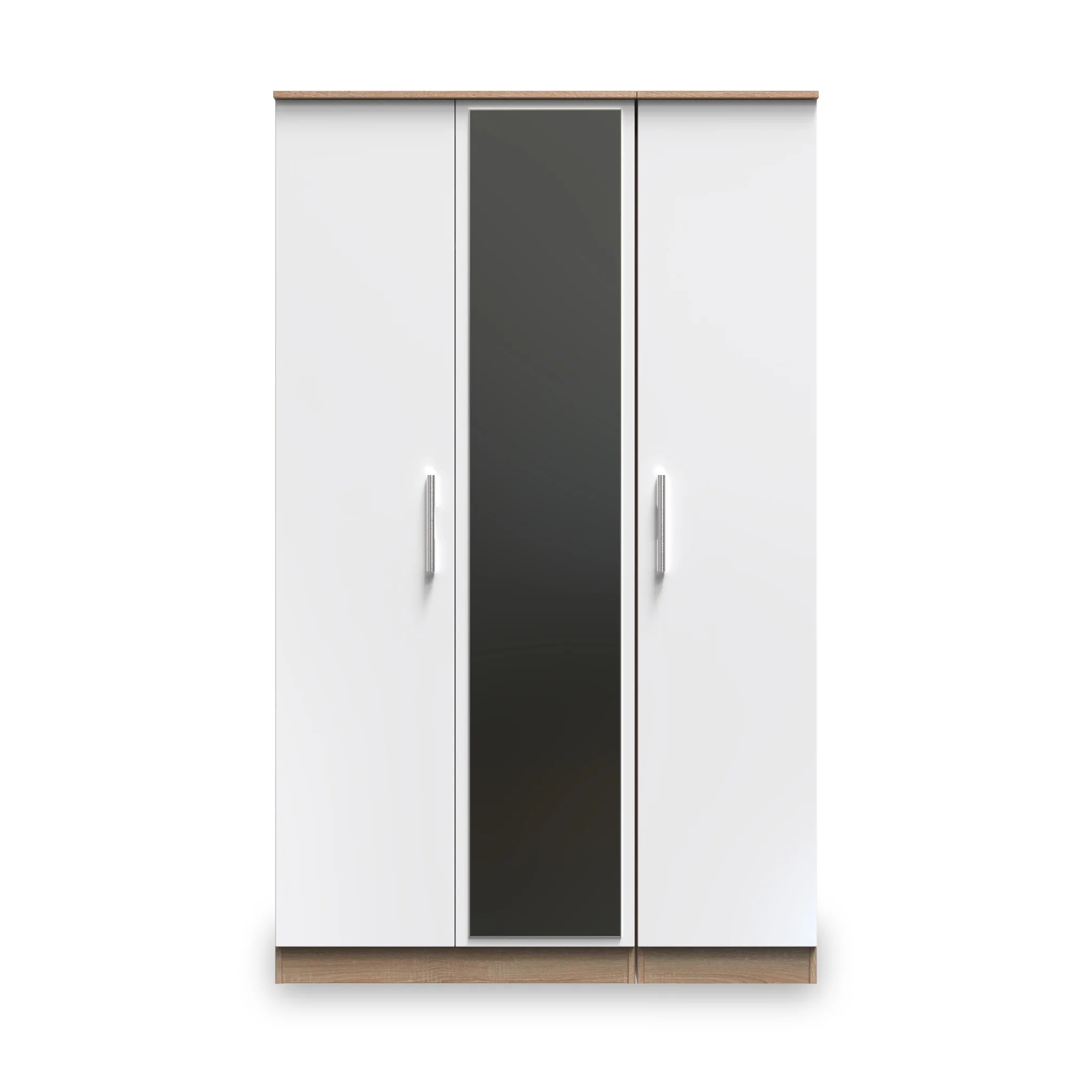 Blakely White & Light Oak Triple Mirror Wardrobe - Image 2