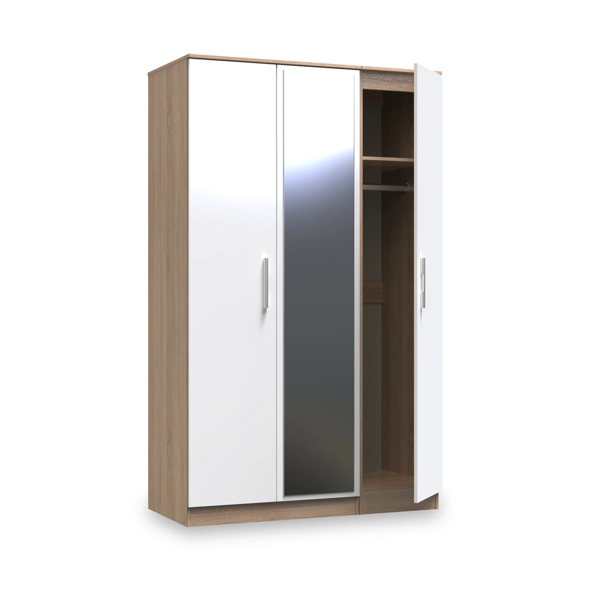 Blakely White & Light Oak Triple Mirror Wardrobe - Image 3