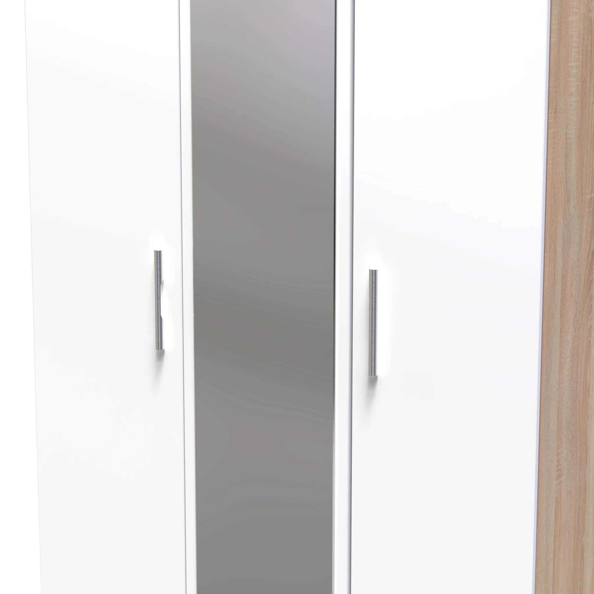 Blakely White & Light Oak Triple Mirror Wardrobe - Image 7
