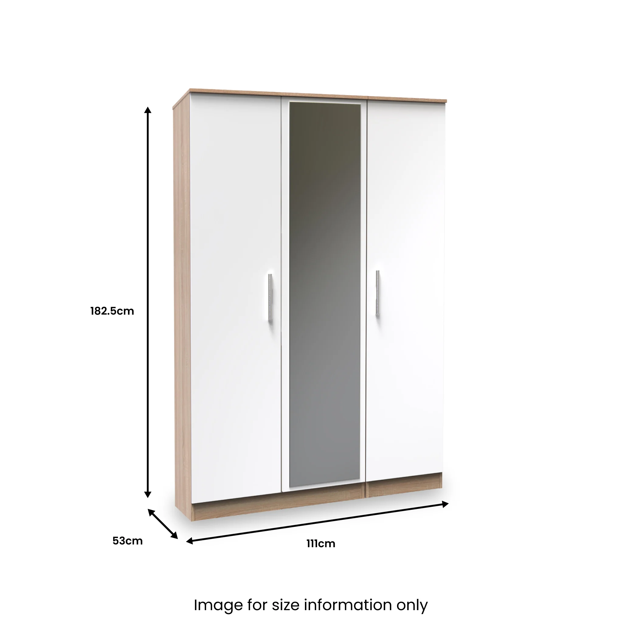 Blakely White & Light Oak Triple Mirror Wardrobe - Image 8