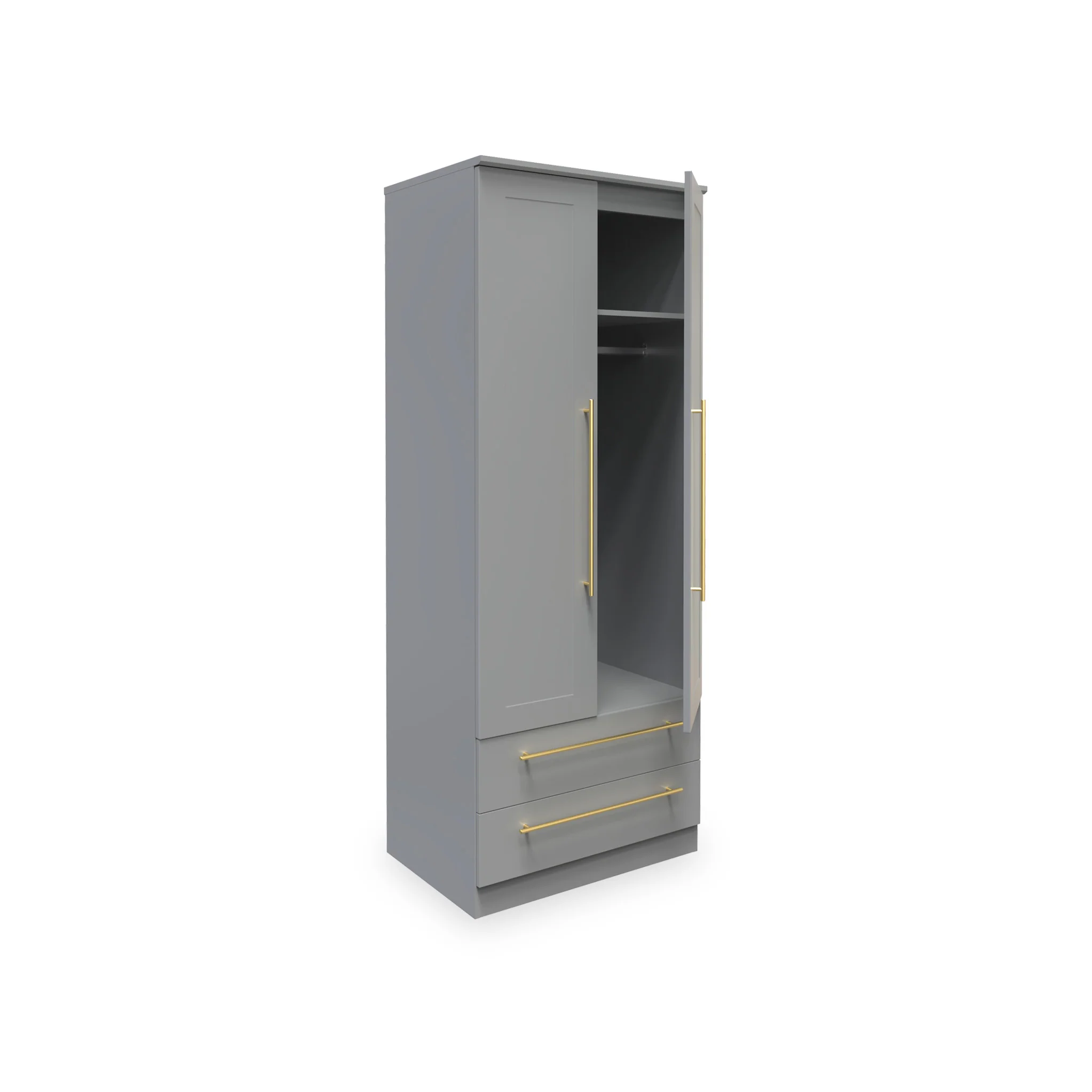 Bramham Grey 2 Door 2 Drawer Wardrobe - Image 3