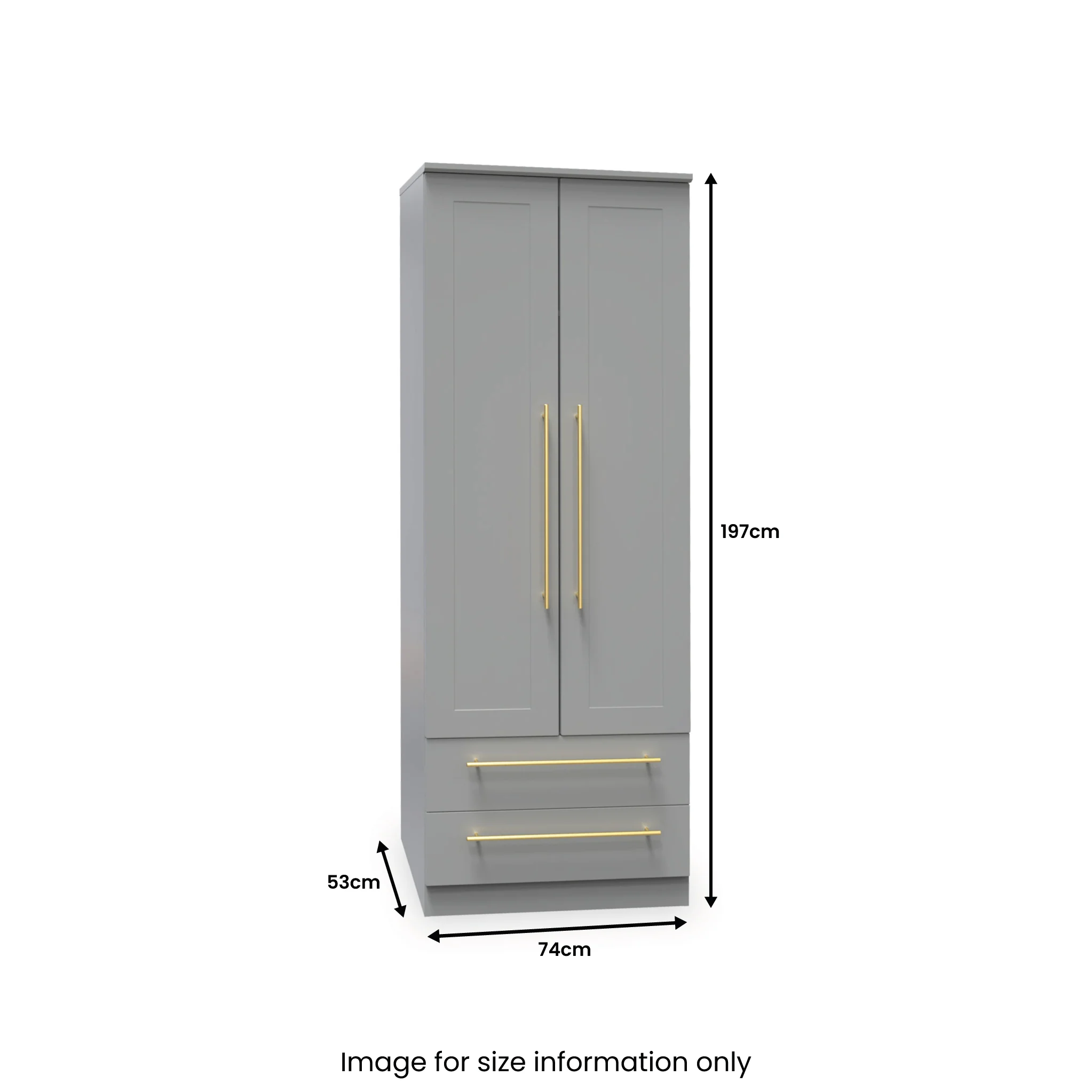 Bramham Grey 2 Door 2 Drawer Wardrobe - Image 7