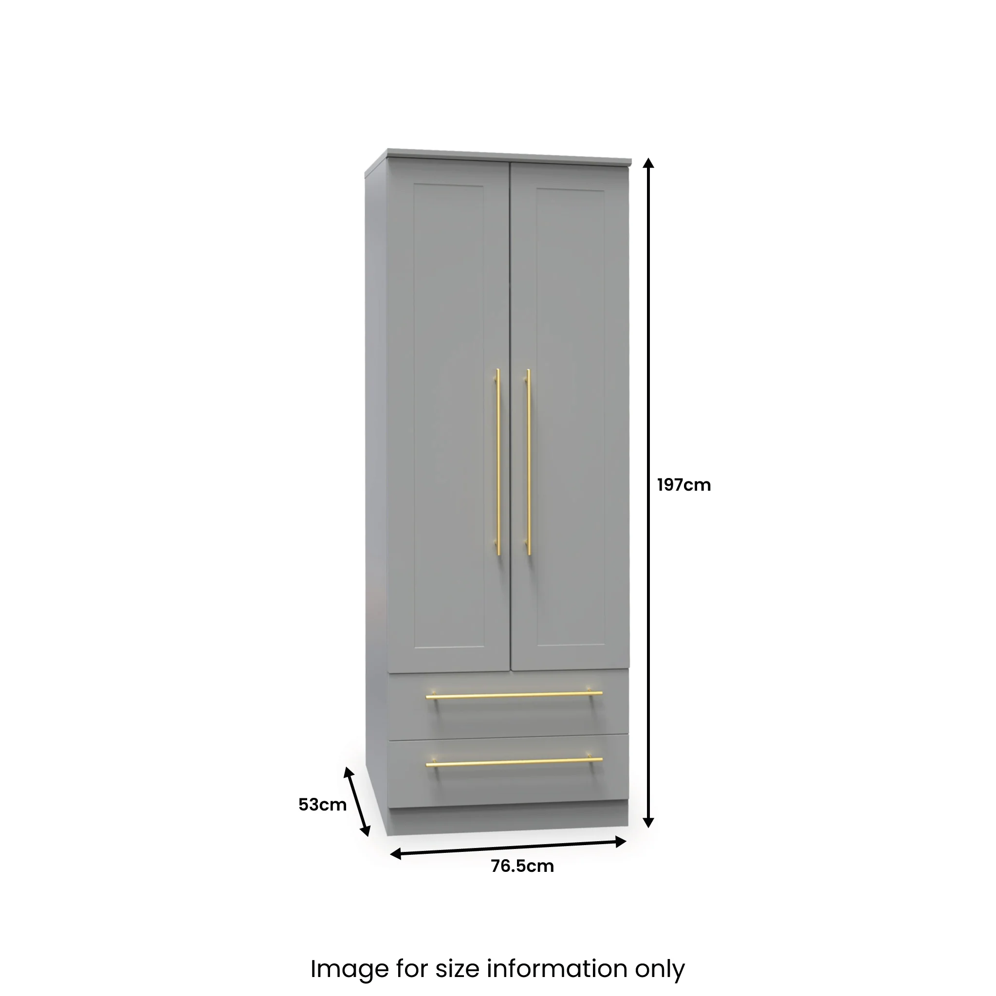 Bramham Grey 2 Door 2 Drawer Wardrobe - Image 9