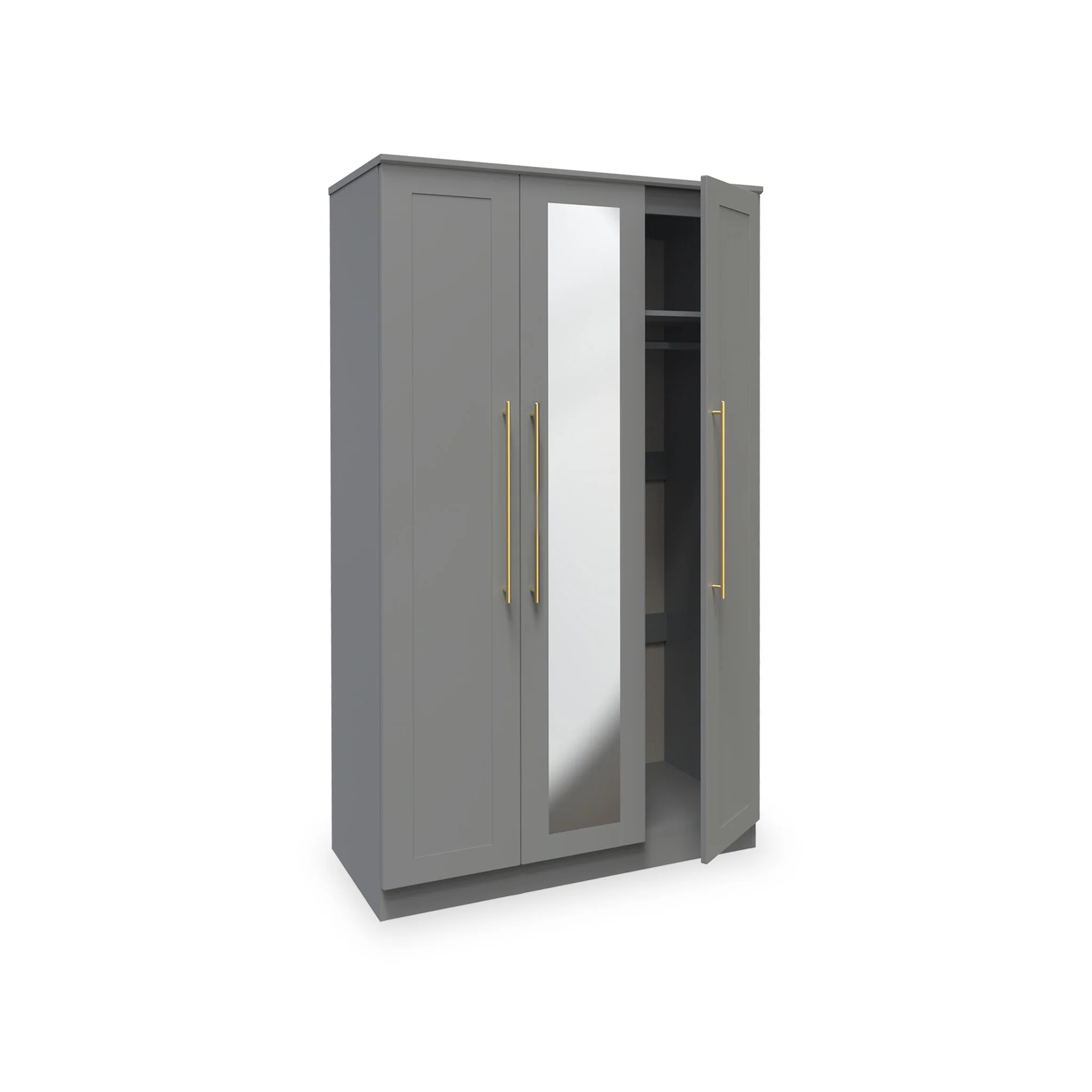 Bramham Grey 3 Door Mirror Wardrobe - Image 3