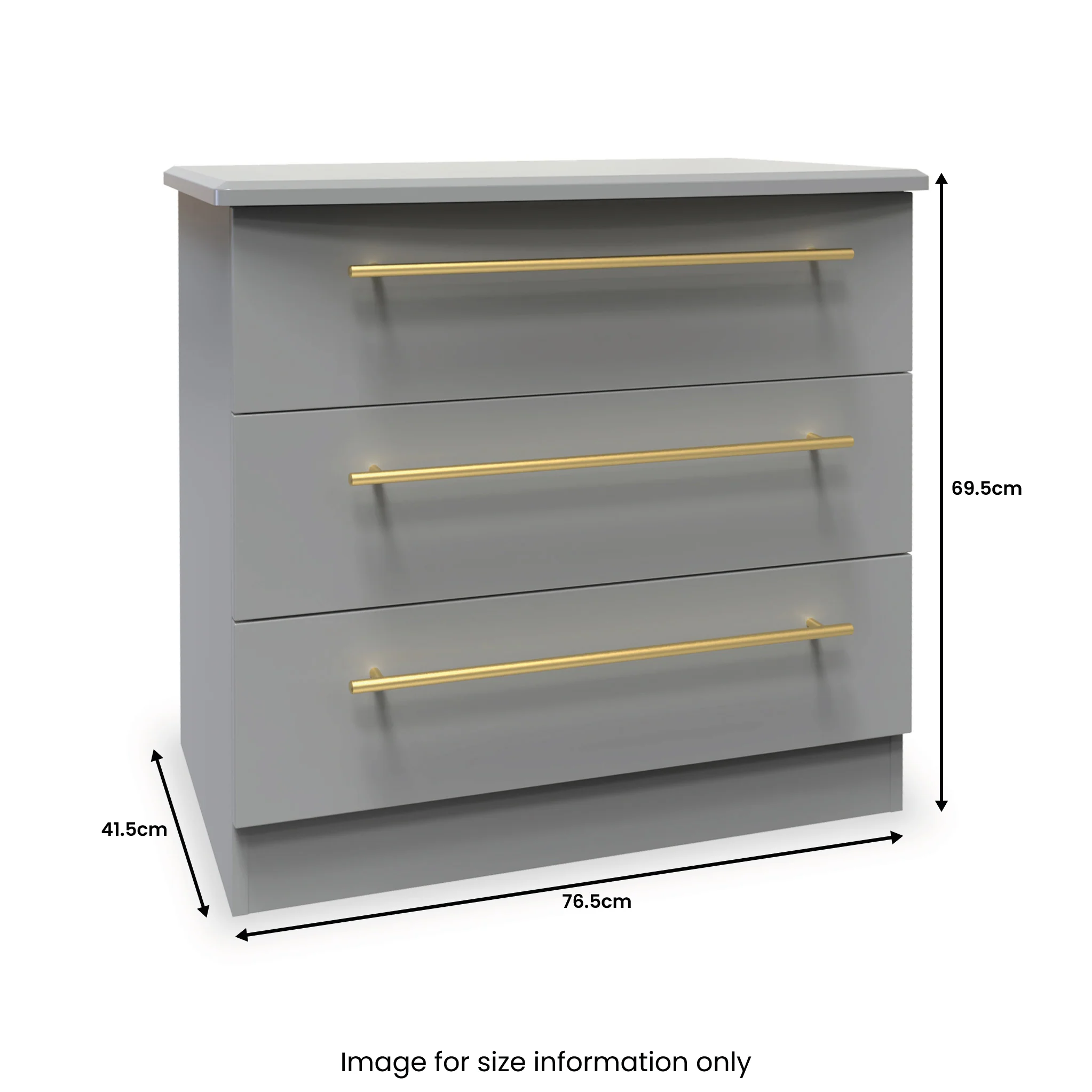 Bramham Grey 3 Drawer Chest - Image 6