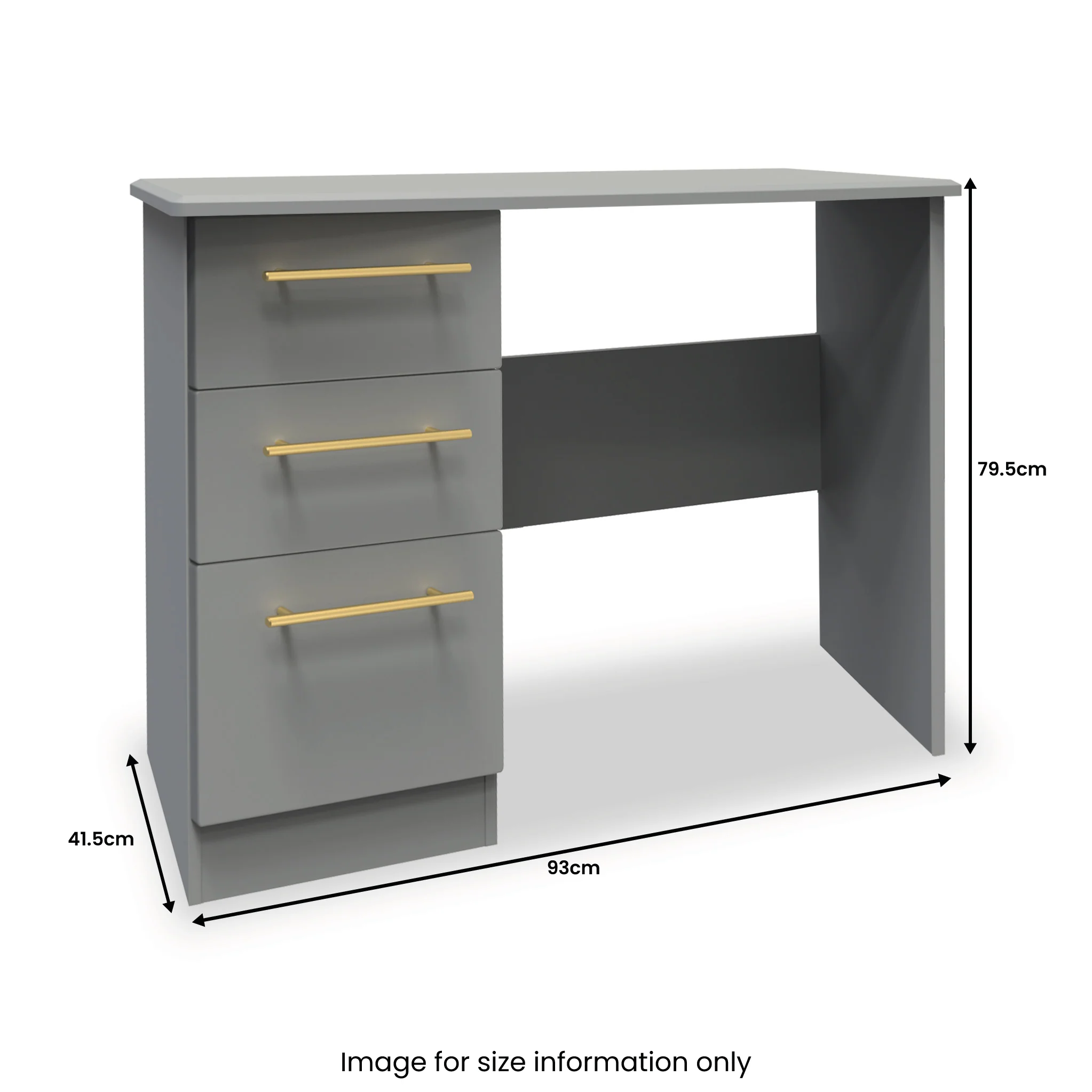 Bramham Grey 3 Drawer Dressing Table - Image 6