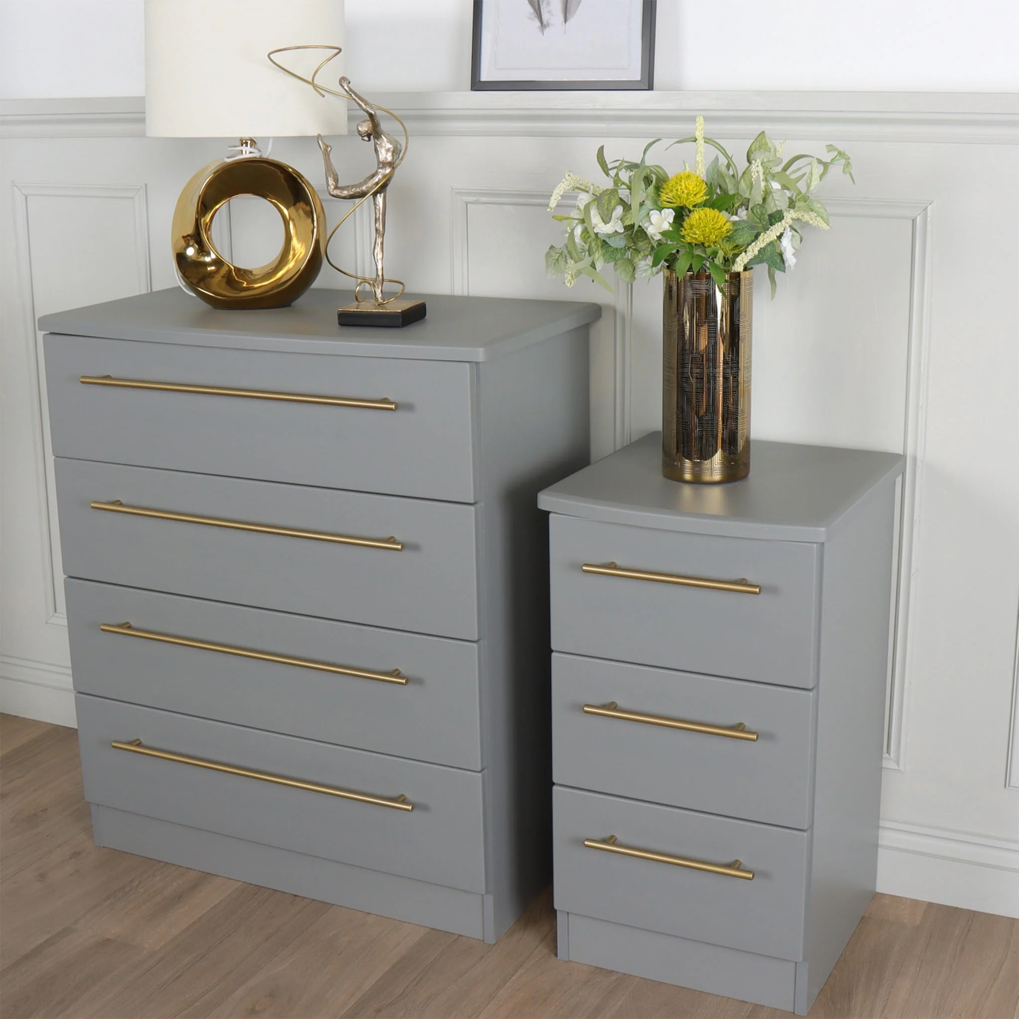 Bramham Grey 3 Drawer Bedside - Image 3