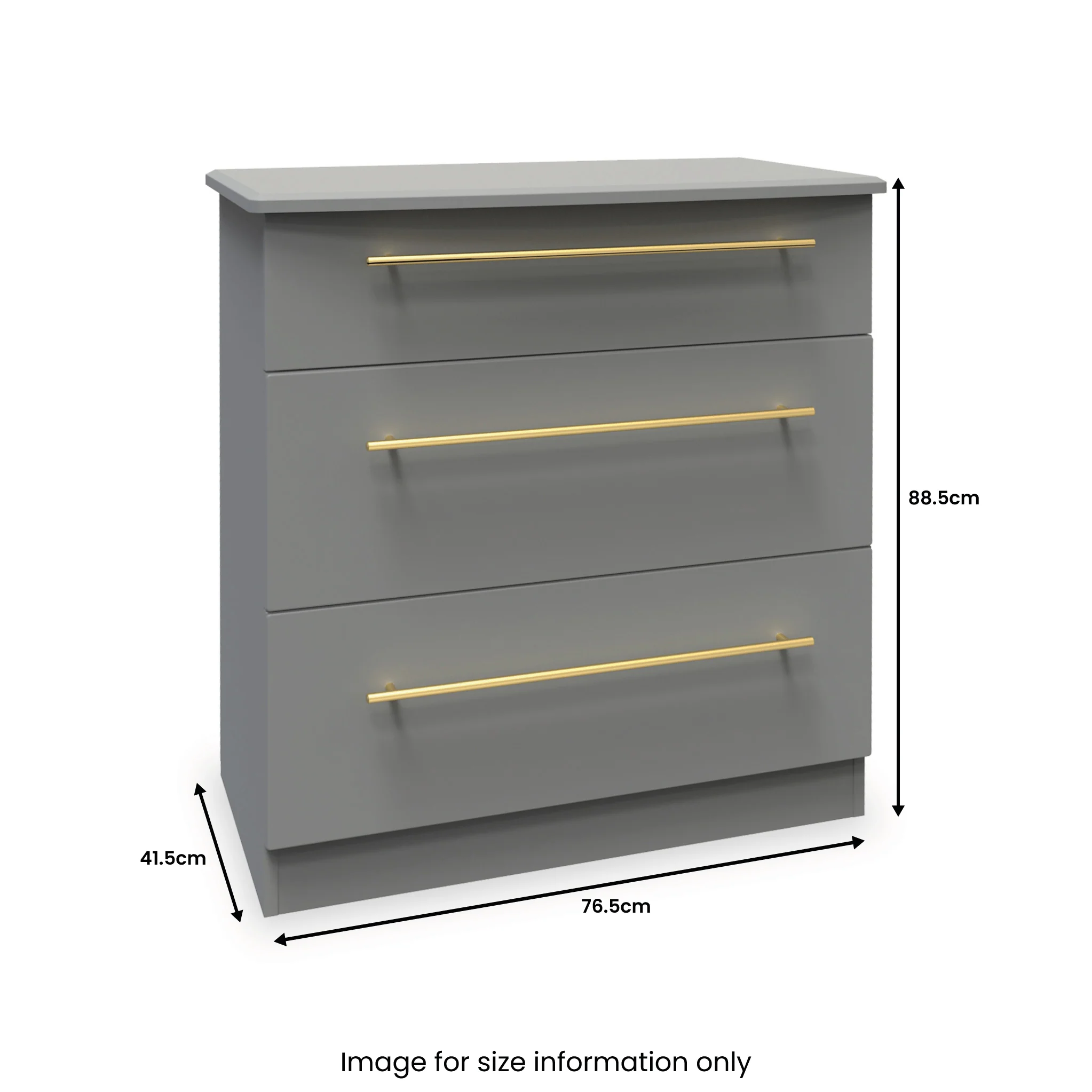 Bramham Grey 3 Drawer Deep Chest - Image 6