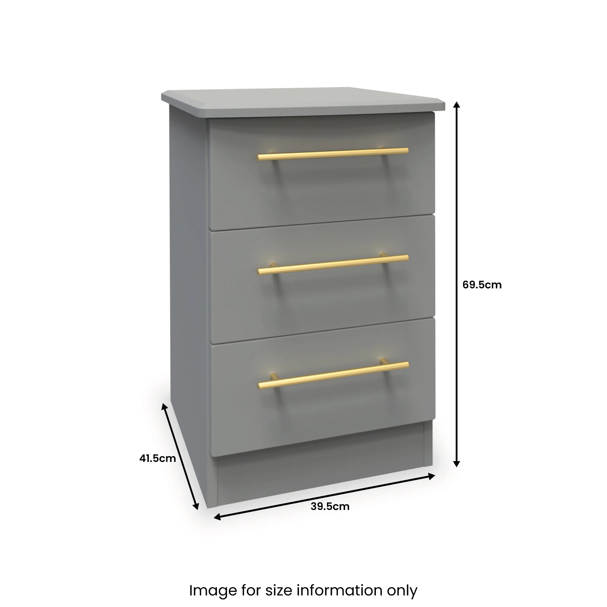Bramham Grey 3 Drawer Bedside - Image 7
