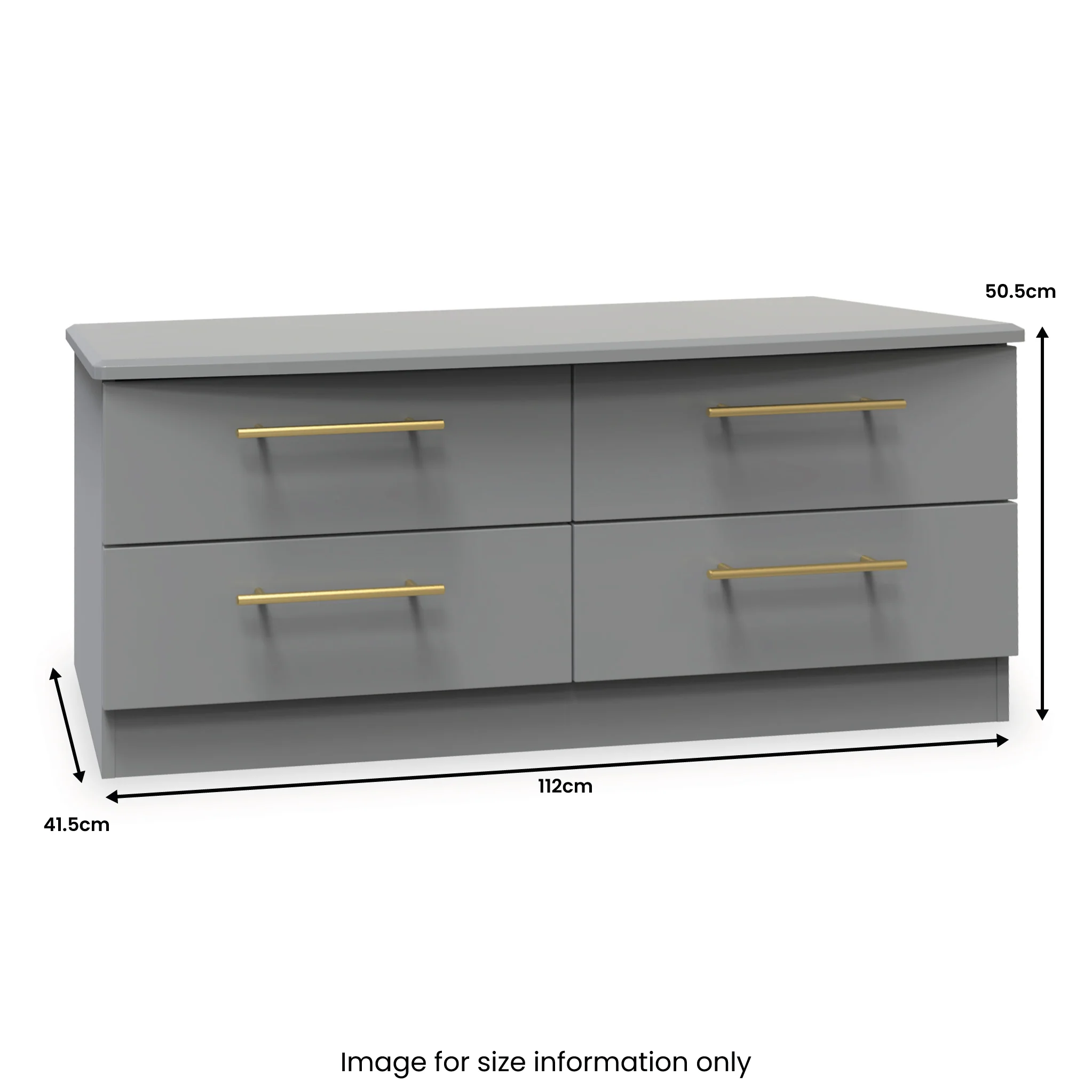 Bramham Grey 4 Drawer Low Storage Unit - Image 6