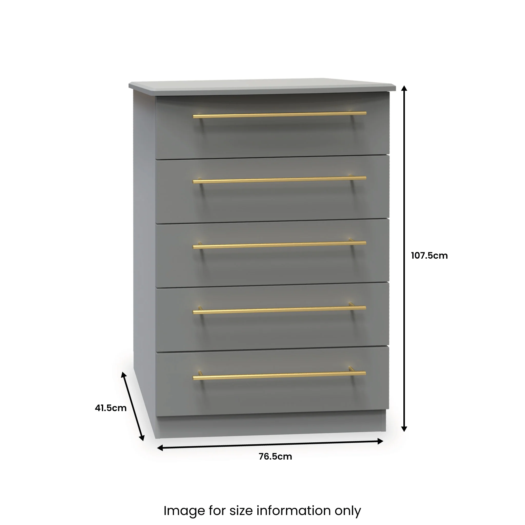 Bramham Grey 5 Drawer Chest - Image 6