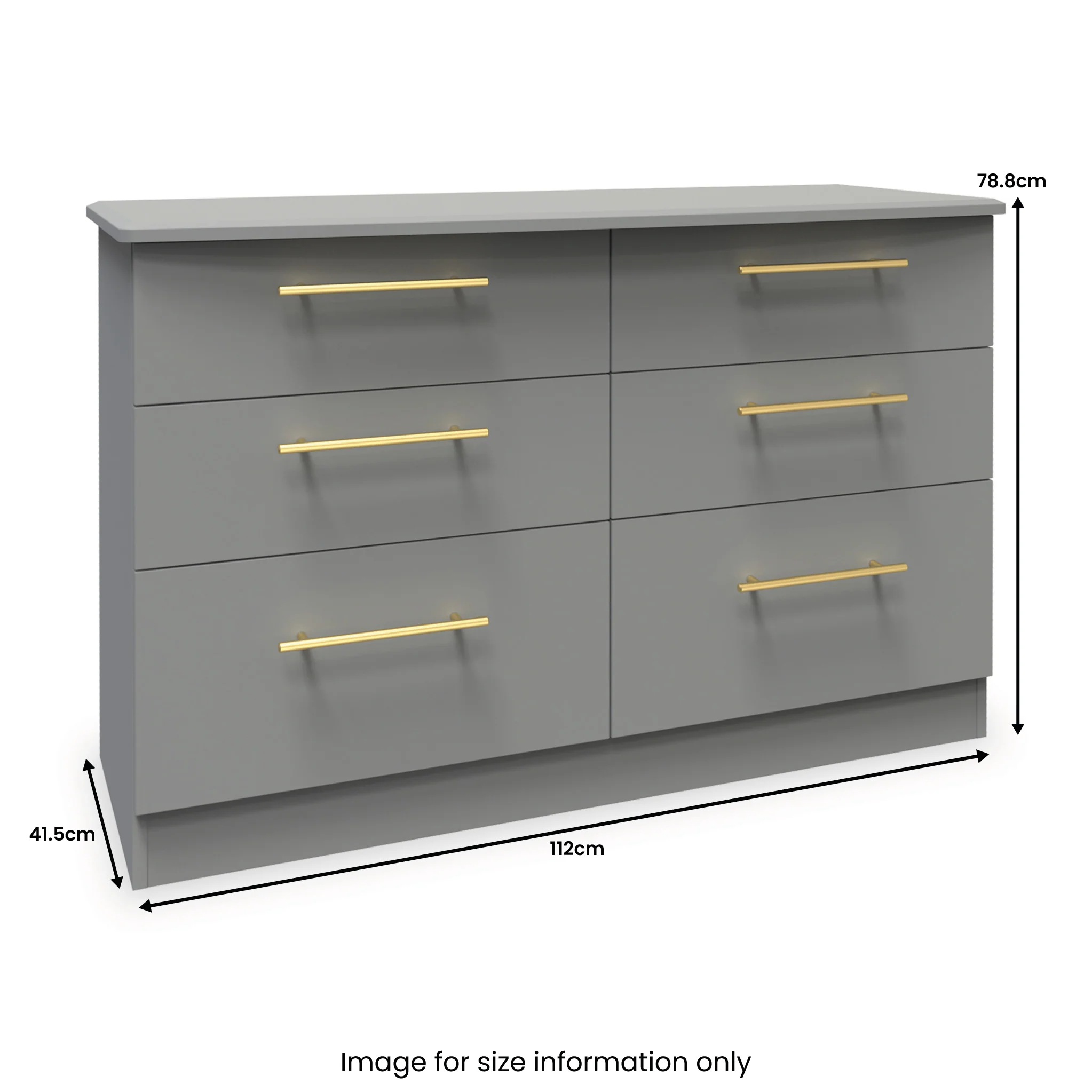 Bramham Grey 6 Drawer Wide Chest - Image 6