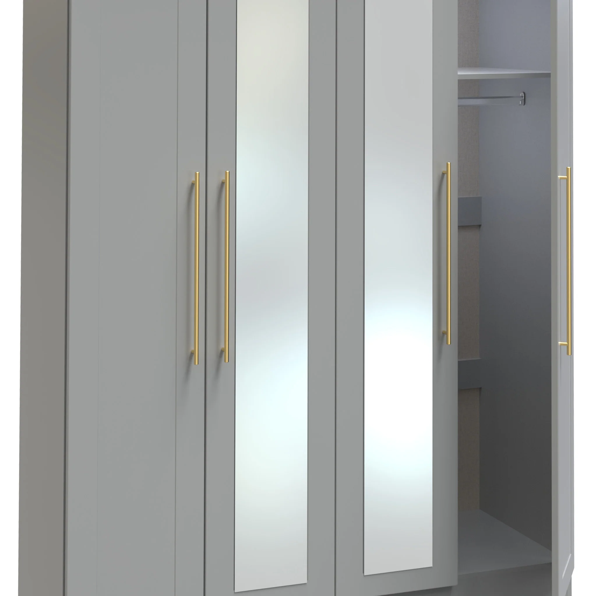 Bramham Grey Tall 4 Door 2 Mirror Wardrobe - Image 4