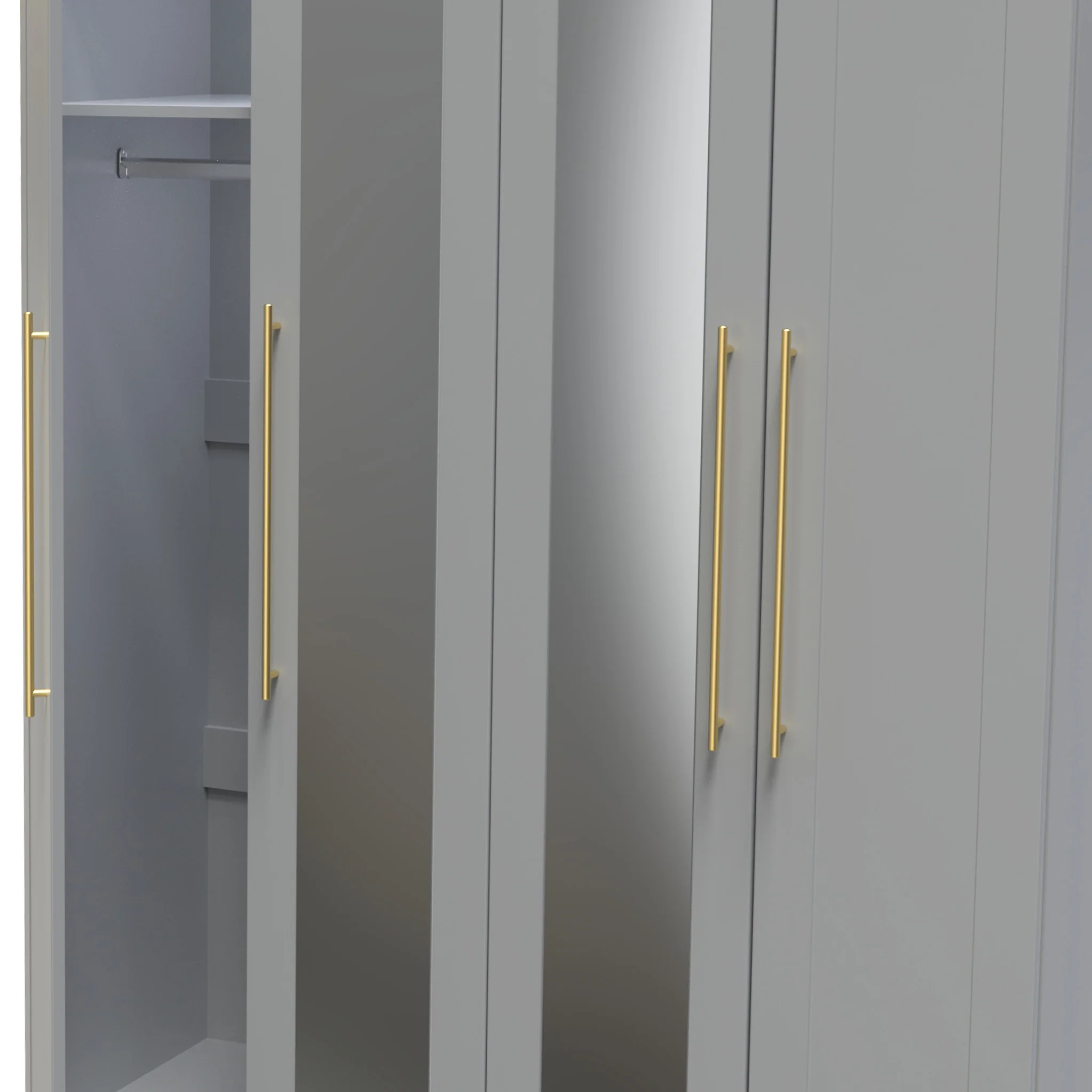 Bramham Grey Tall 4 Door 2 Mirror Wardrobe - Image 5