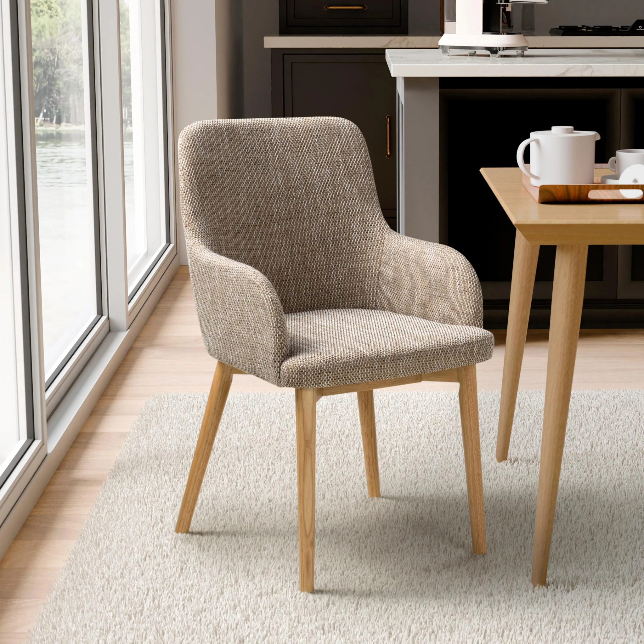 Branwen Oatmeal Tweed Dining Chair - Image 2