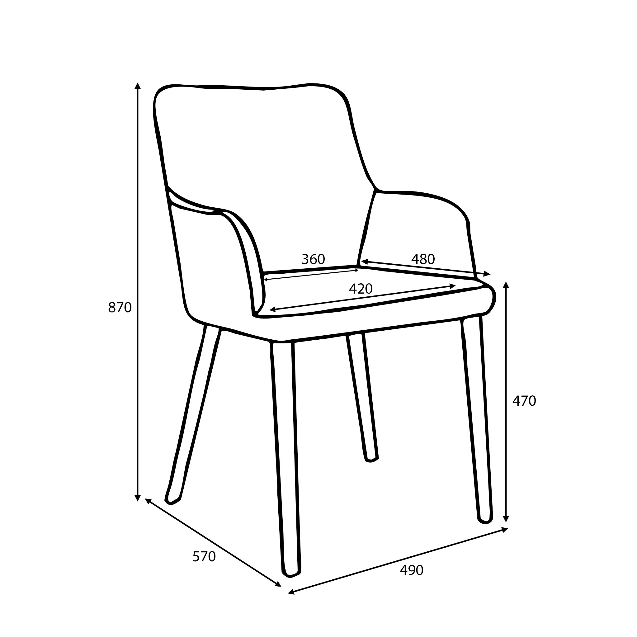 Branwen Oatmeal Tweed Dining Chair - Image 7