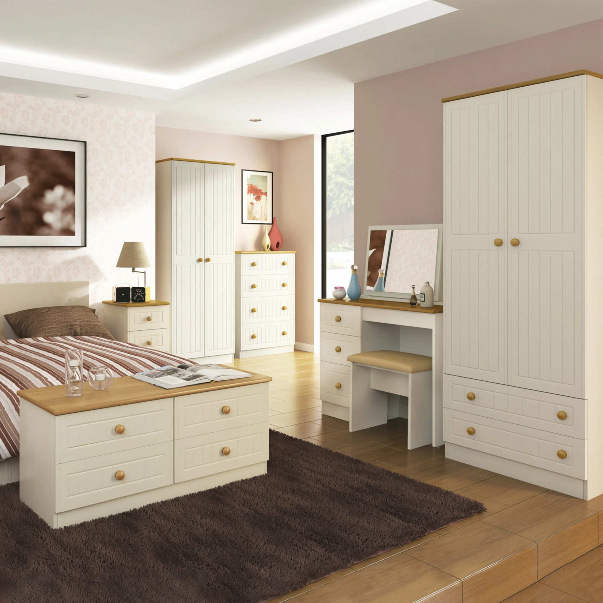 Brixham Cream 2 Door 2 Drawer Wardrobe - Image 4
