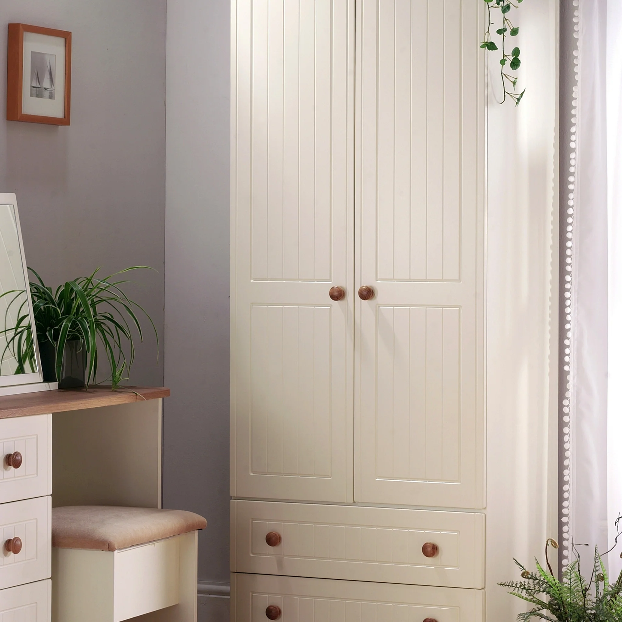 Brixham Cream 2 Door 2 Drawer Wardrobe - Image 5