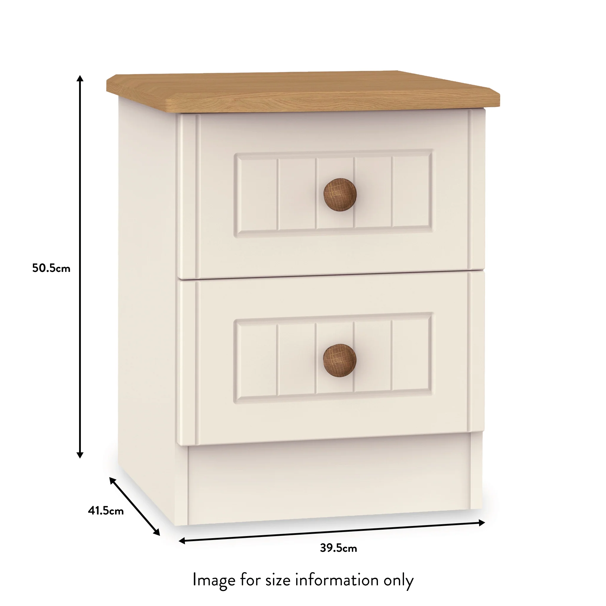 Brixham Cream 2 Drawer Bedside - Image 2