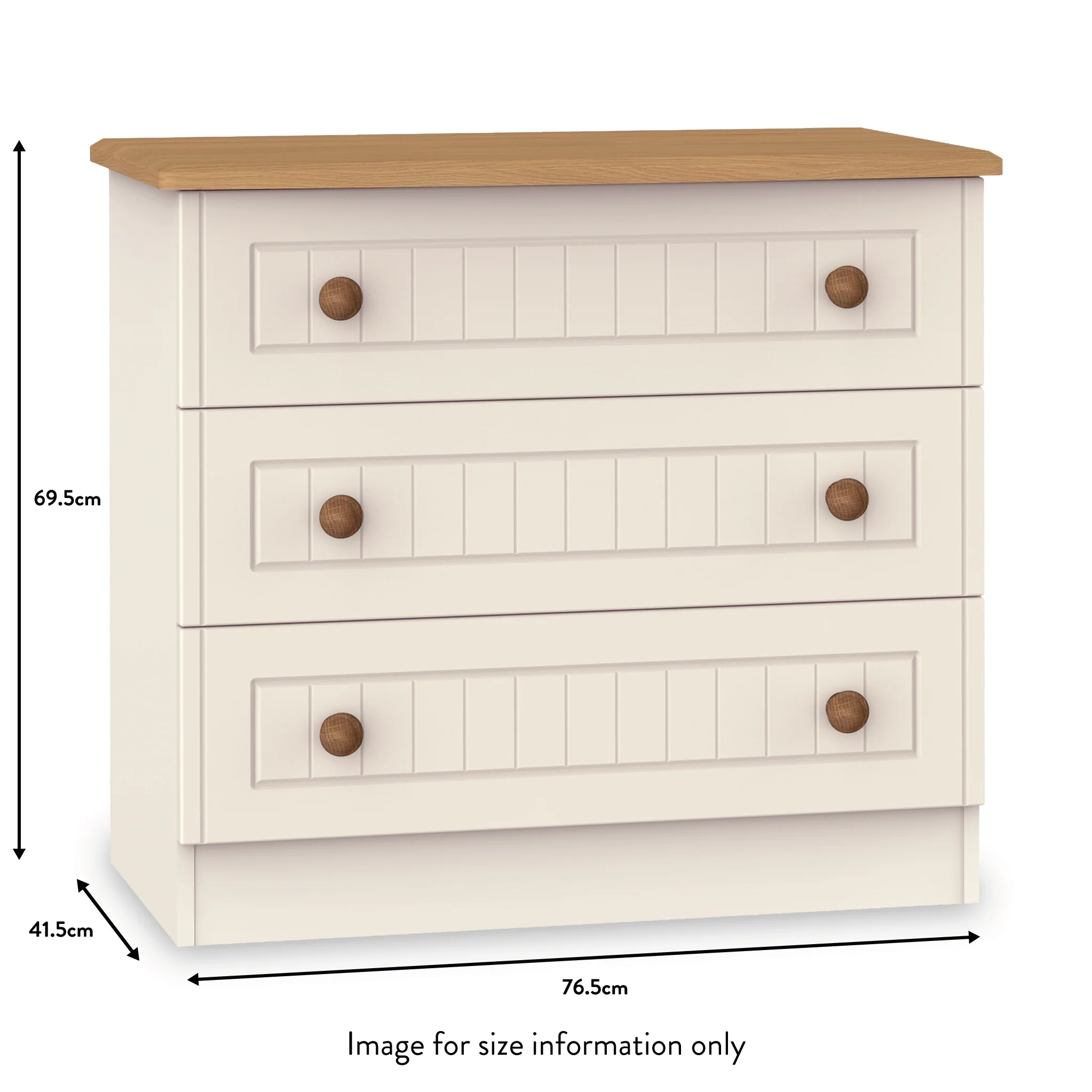 Brixham Cream 3 Drawer Chest - Image 3