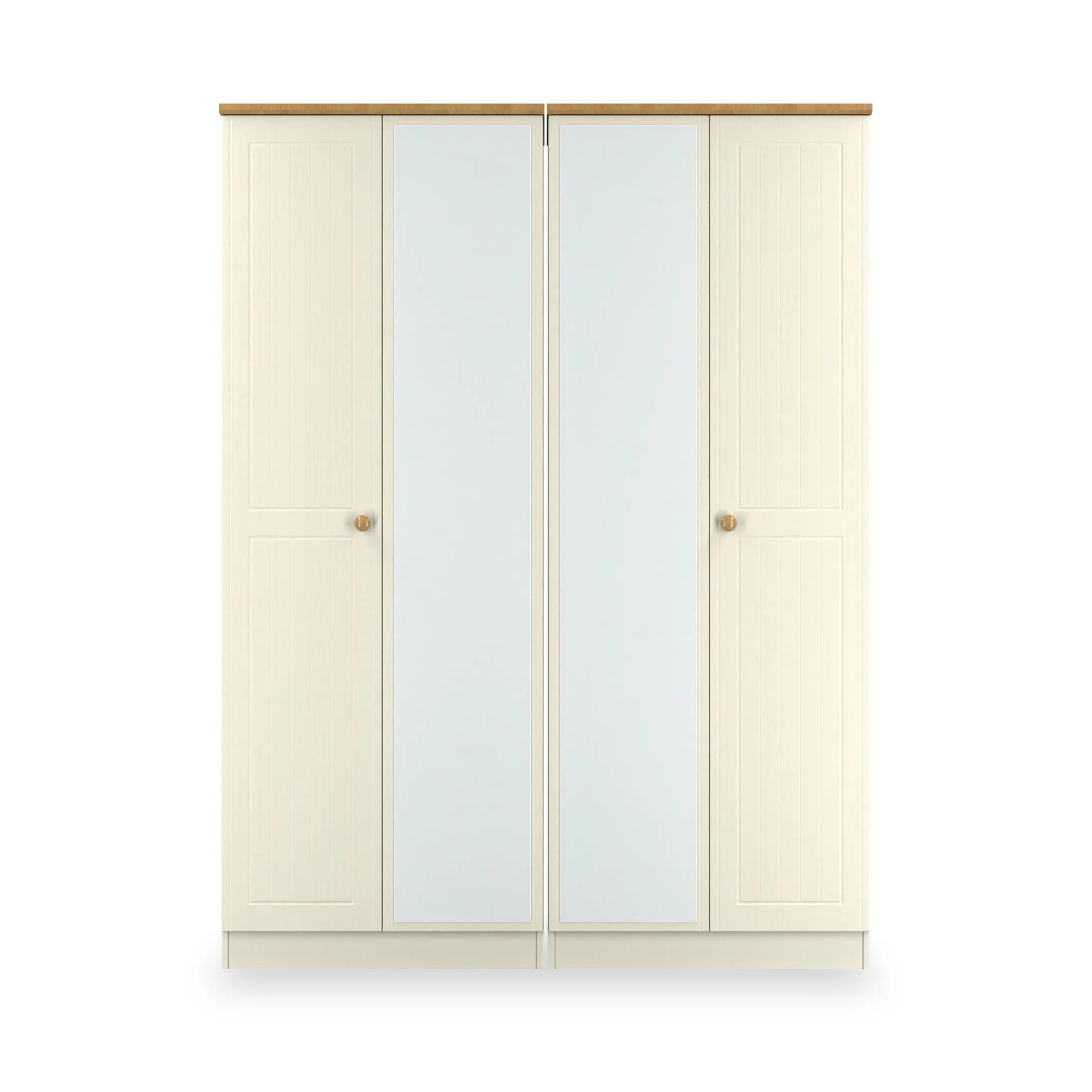 Brixham Cream 4 Door Mirrored Wardrobe - Image 3