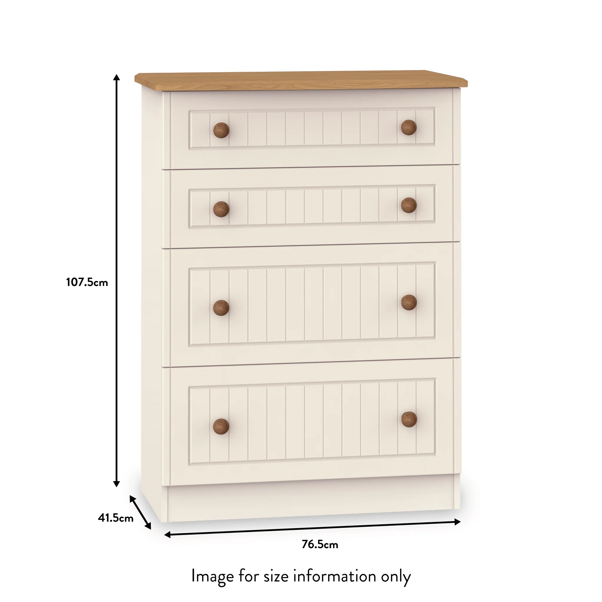Brixham Cream 4 Drawer Deep Chest - Image 6