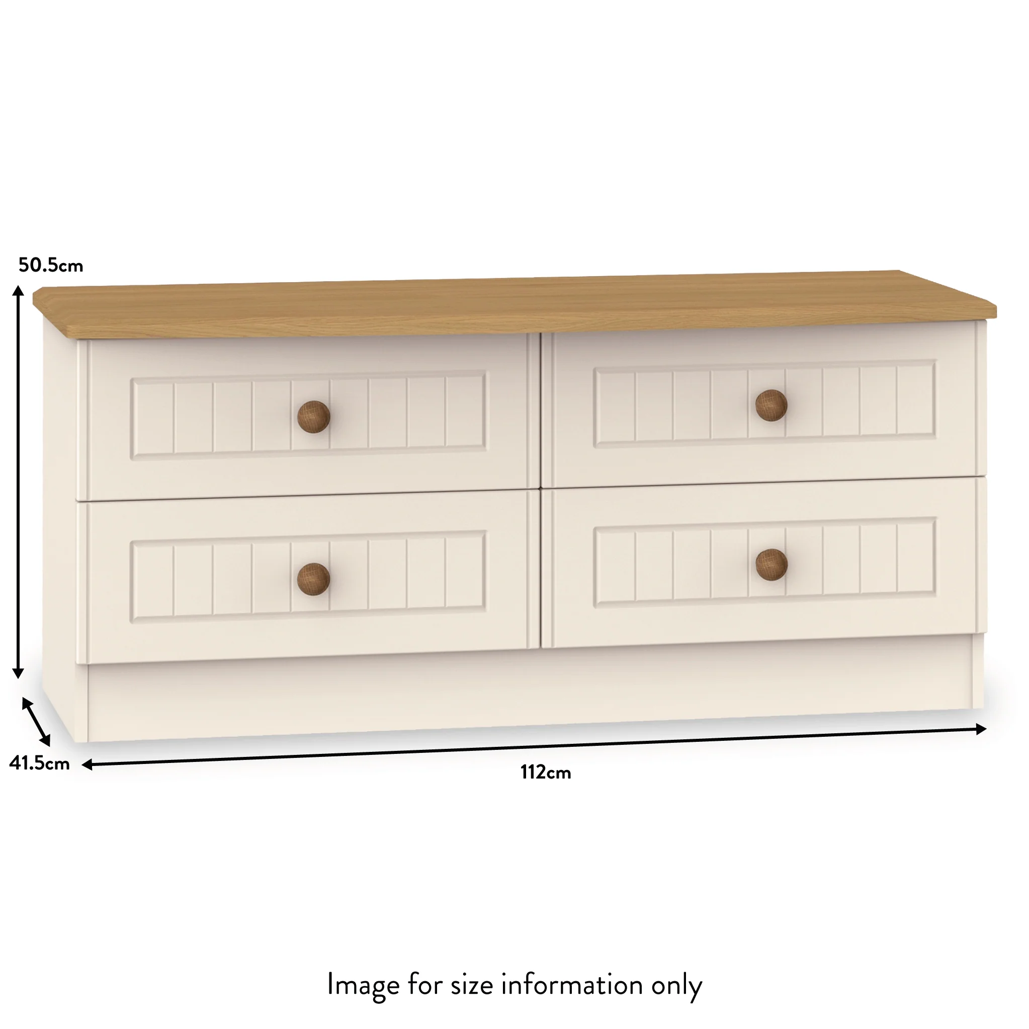 Brixham Cream 4 Drawer Low Storage Unit - Image 4