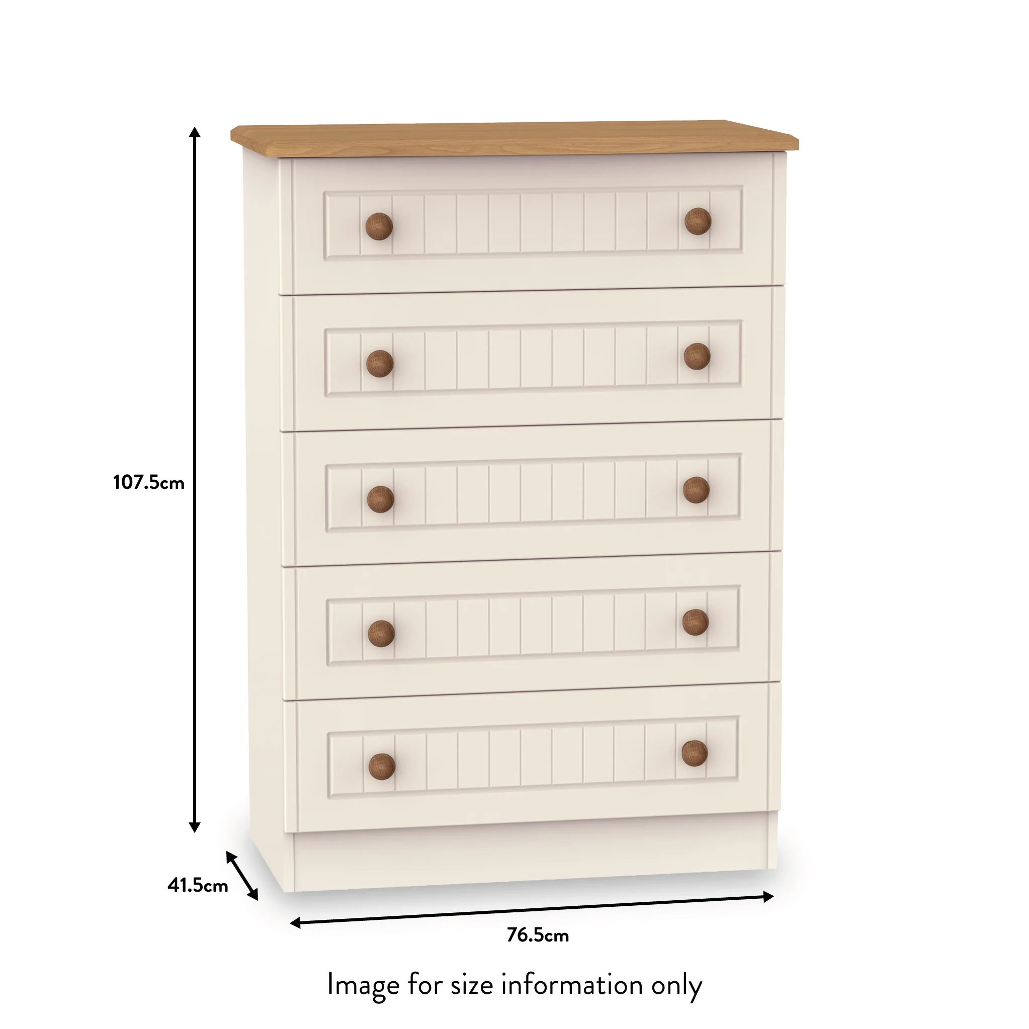 Brixham Cream 5 Drawer Chest - Image 7
