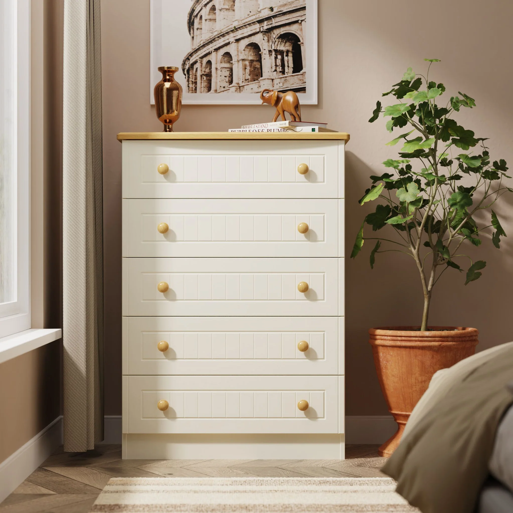 Brixham Cream 5 Drawer Chest - Image 2
