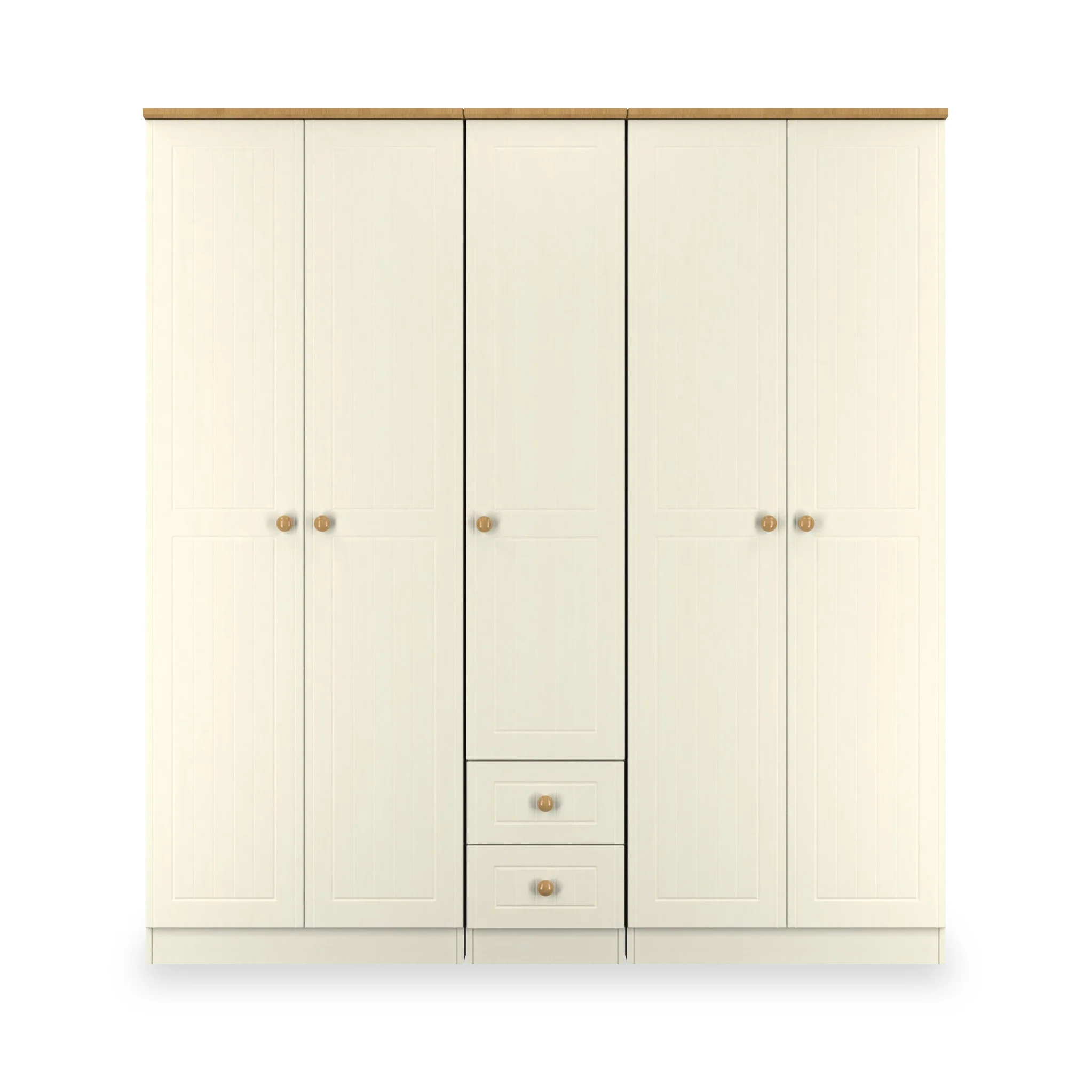 Brixham Cream 5 Door 2 Drawer Wardrobe - Image 3