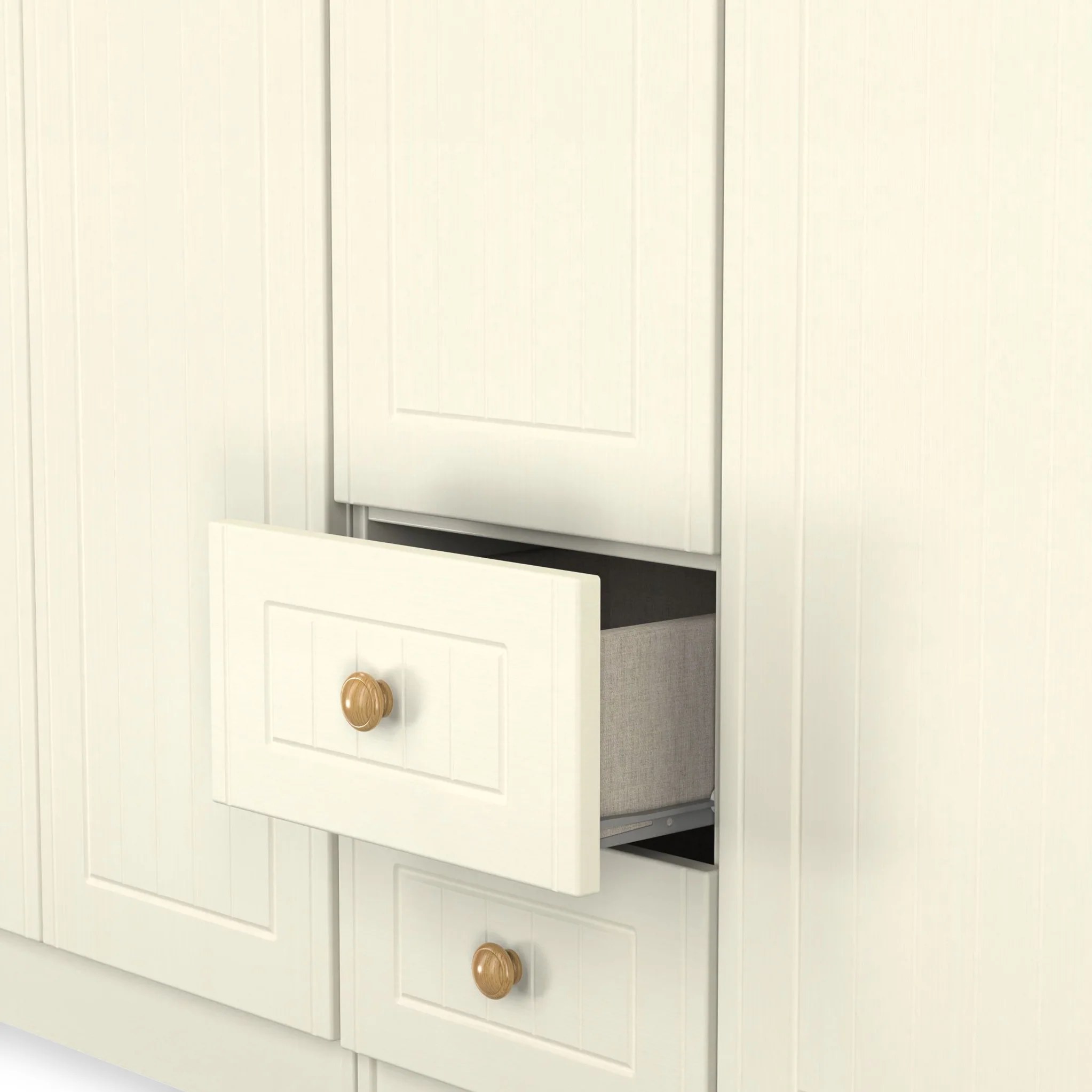 Brixham Cream 5 Door 2 Drawer Wardrobe - Image 7