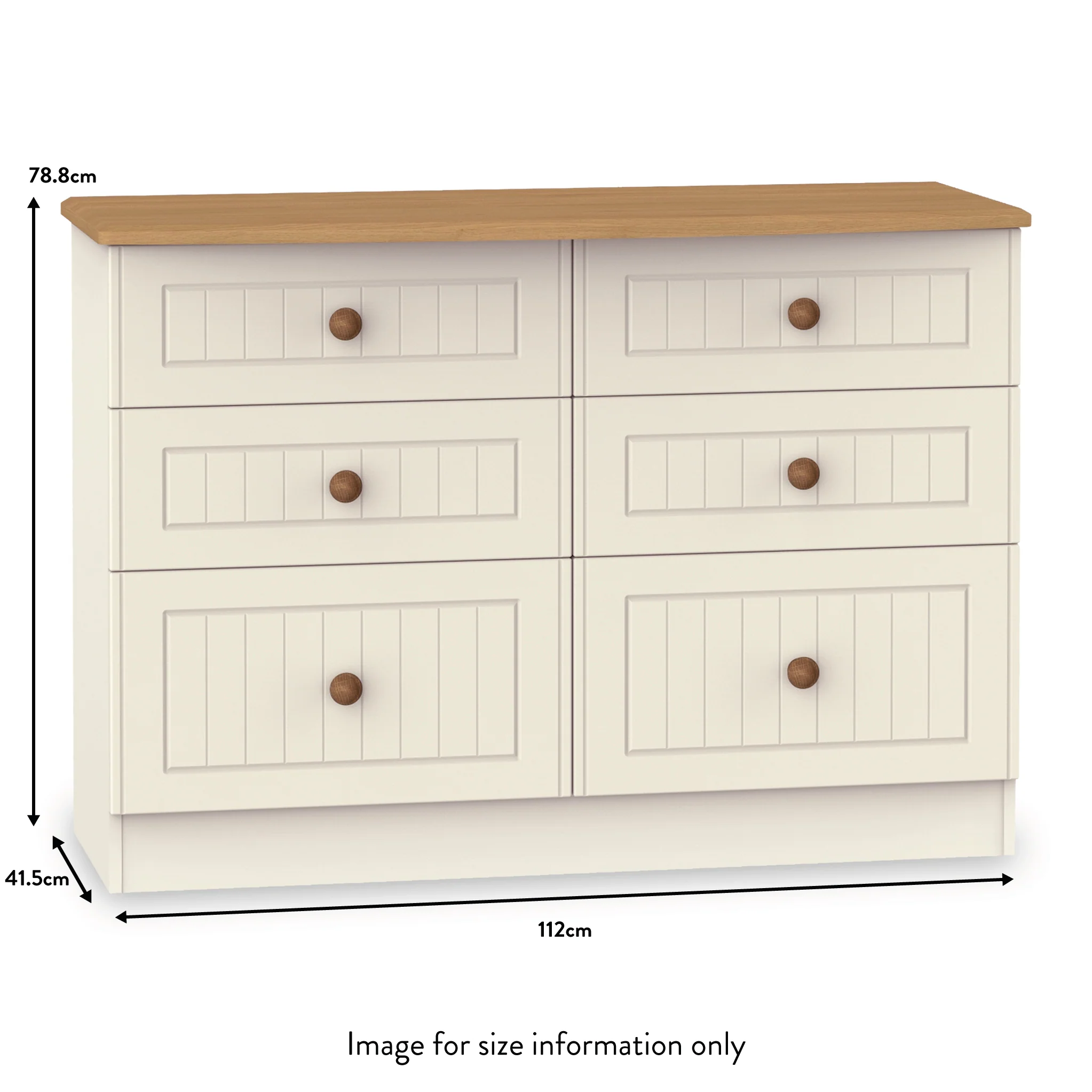 Brixham Cream 6 Drawer Wide Chest - Image 2