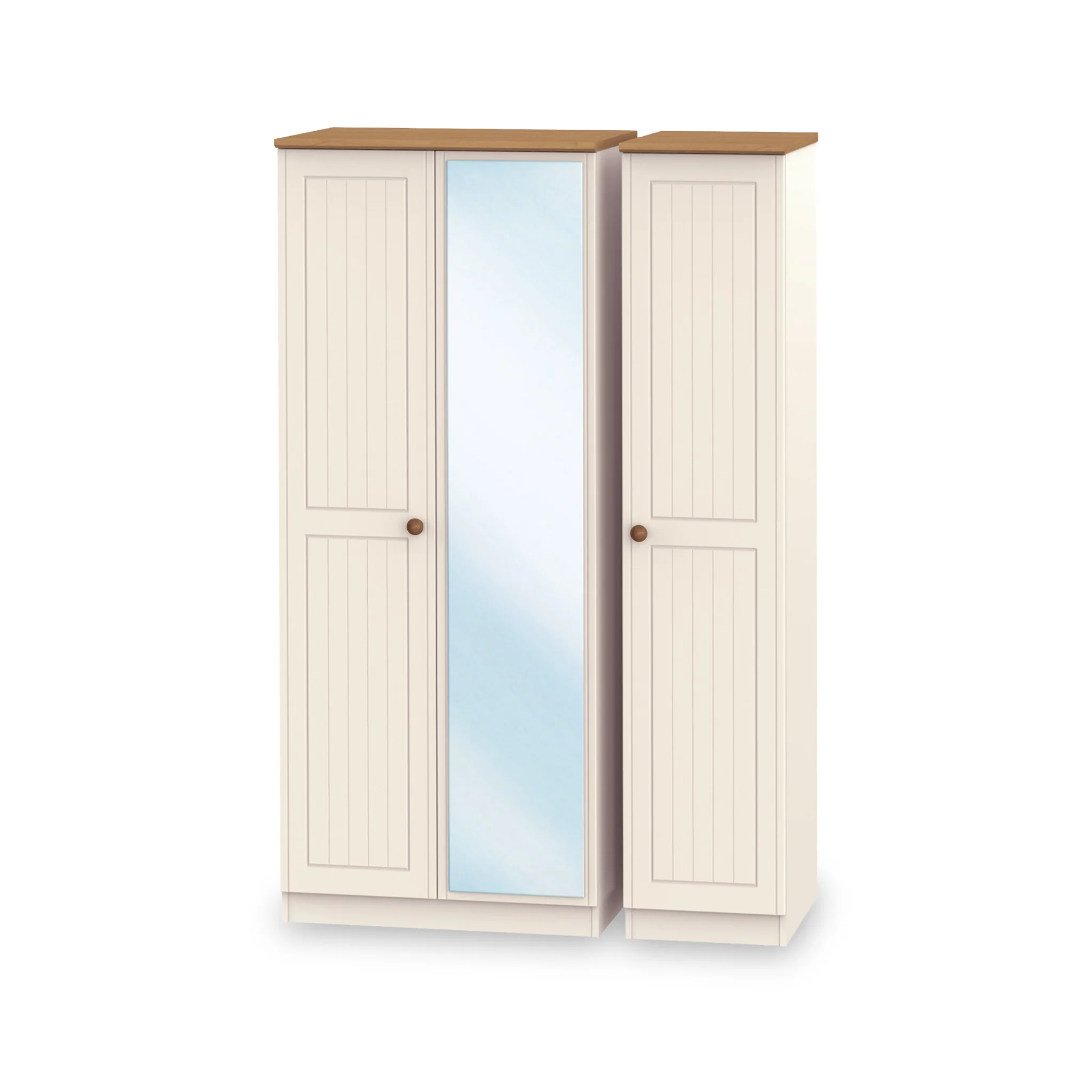 Brixham Cream Triple Mirror Wardrobe - Image 3