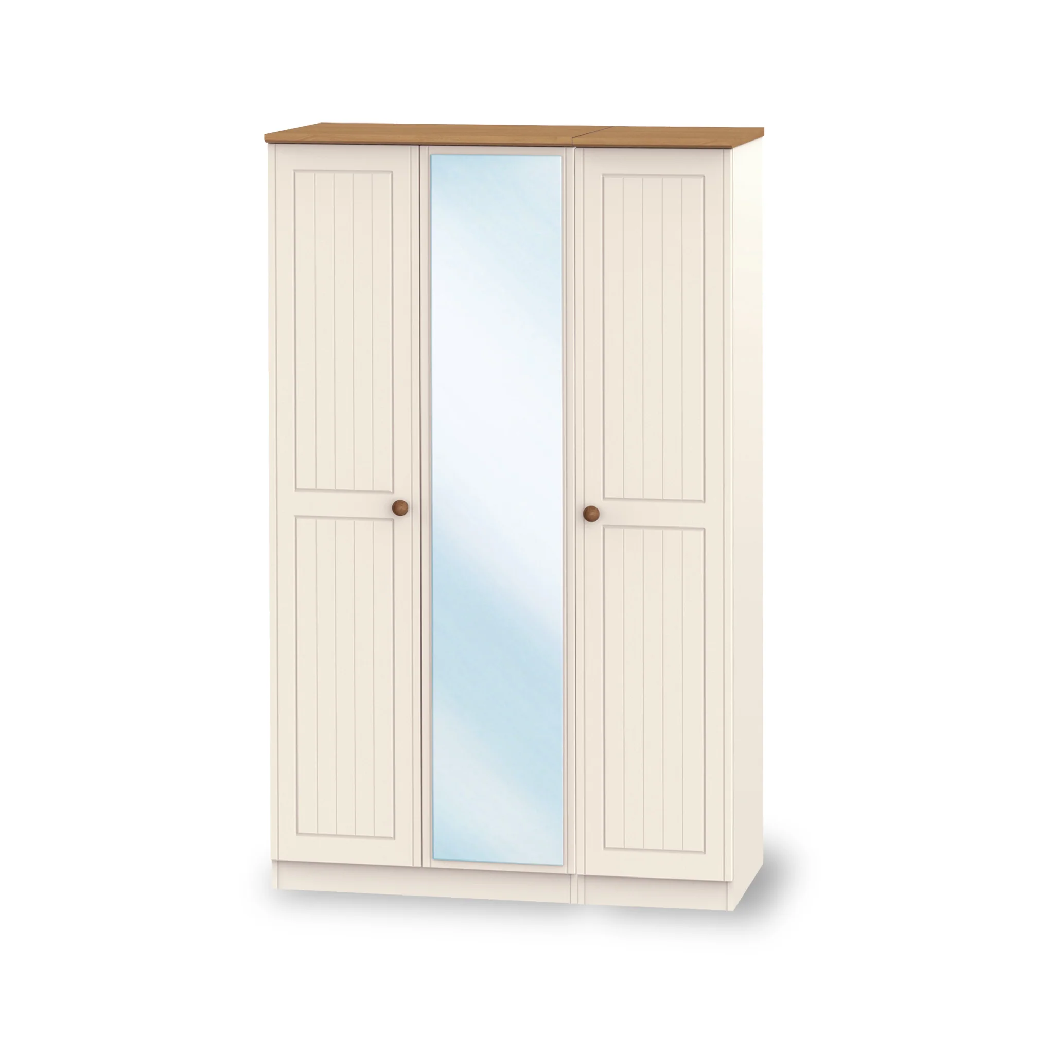 Brixham Cream Triple Mirror Wardrobe - Image 4